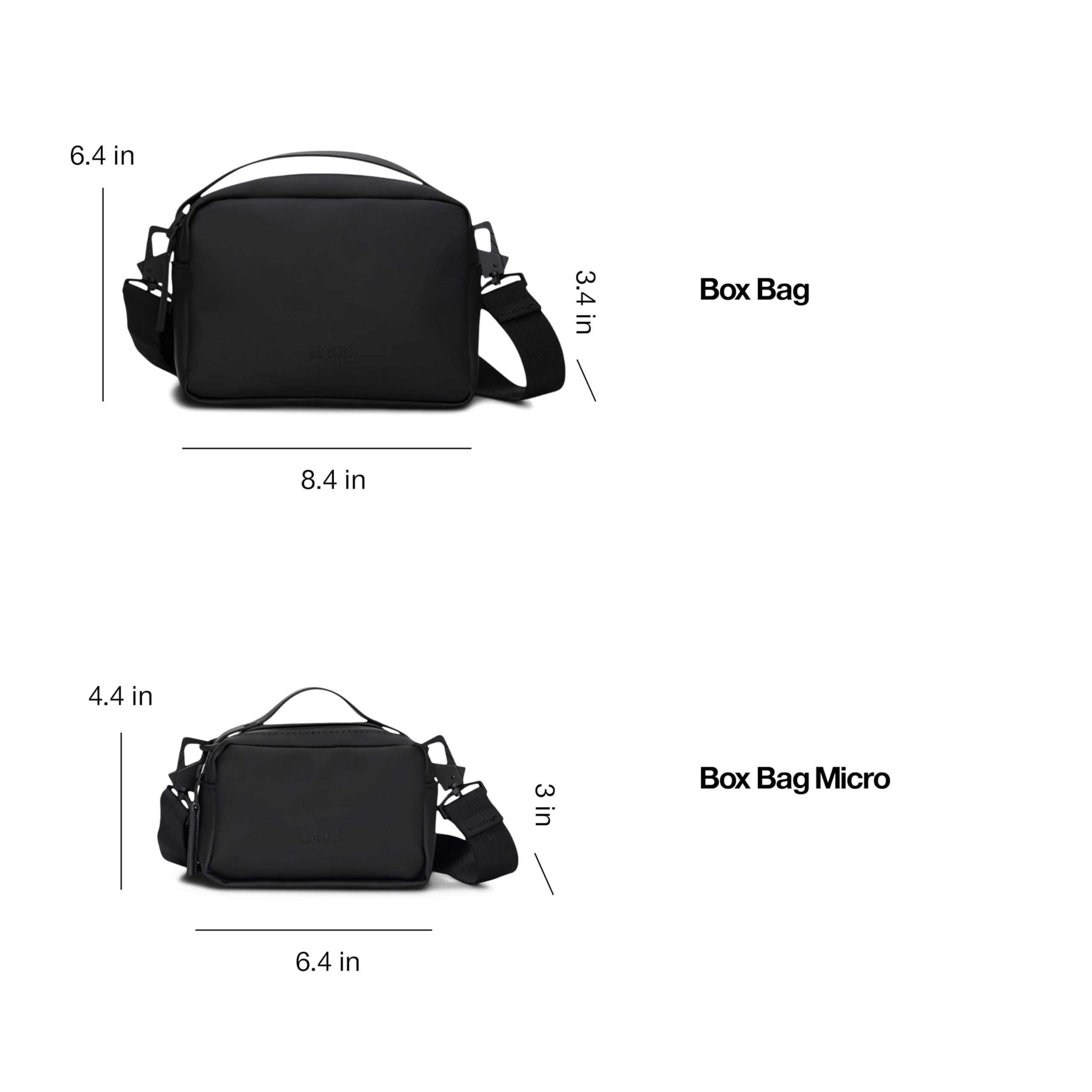 RAINS Unisex Waterproof Crossbody Sling Fanny Bag - Large Black Box Bag for Women & Men | Travel, Hiking & Everyday Use