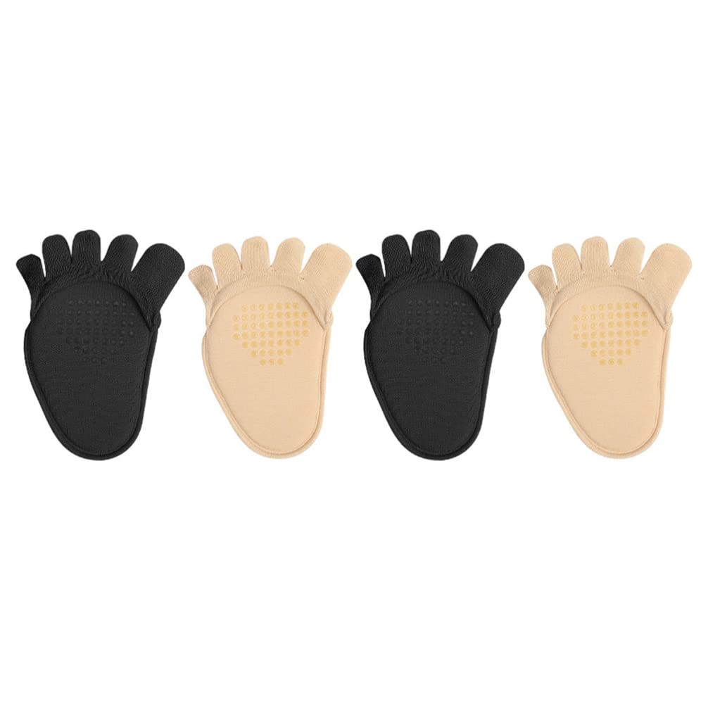 ULTNICE 2 Pairs Low Cut Invisible No-Show Socks for Women & Men - Non-Slip Half Sole Toe Socks for Sandals, High Heels & Casual Wear - Breathable Cotton Comfort for Everyday Use