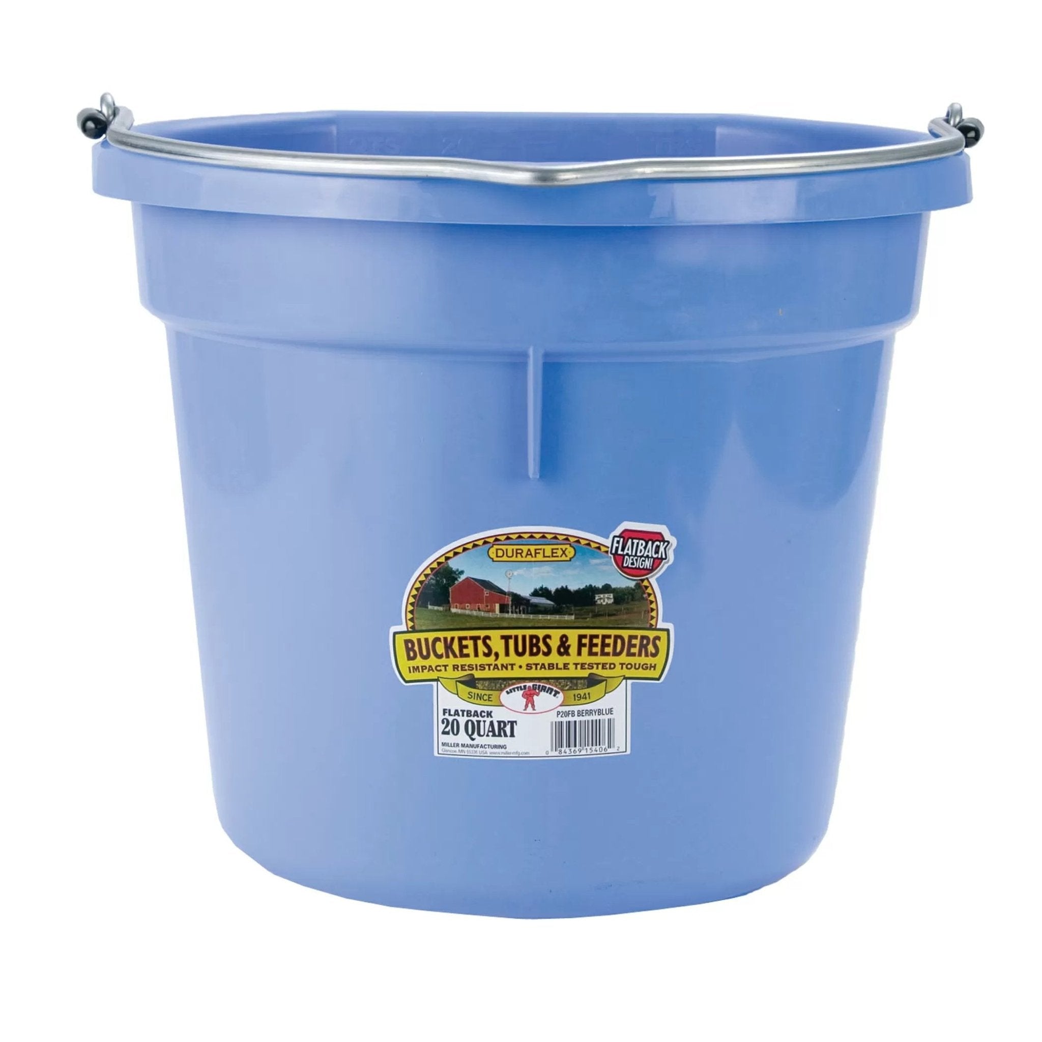 DuraFlex® 20 Quart Plastic Flat Back Bucket - Heavy Duty Storage Container for Home, Garage & Outdoor Use
