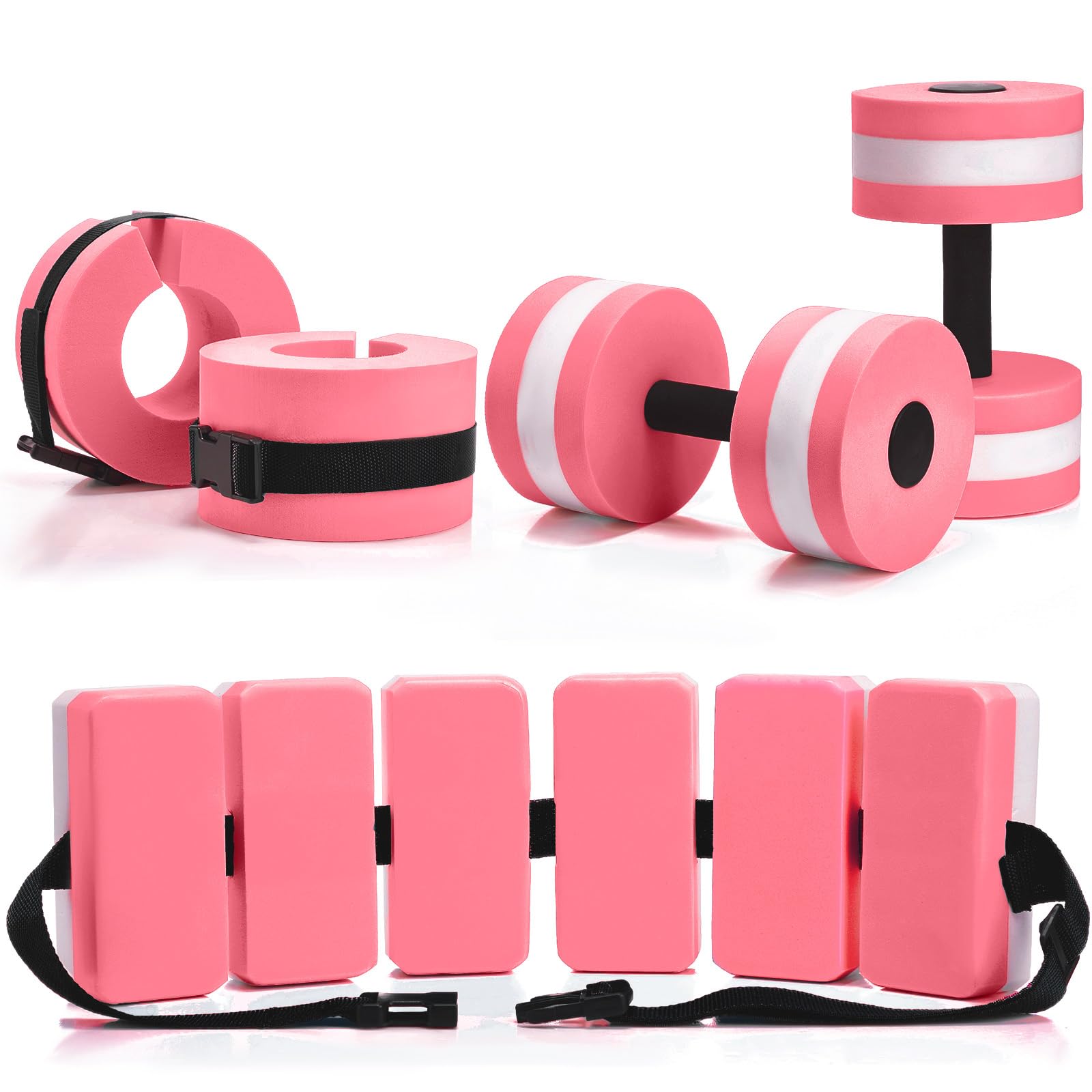 5-Piece Aquatic Exercise Set with 2 Ankle Weights, 2 Water Dumbbells & Swim Belt - Perfect for Pool Workouts, Water Aerobics & Hydrotherapy