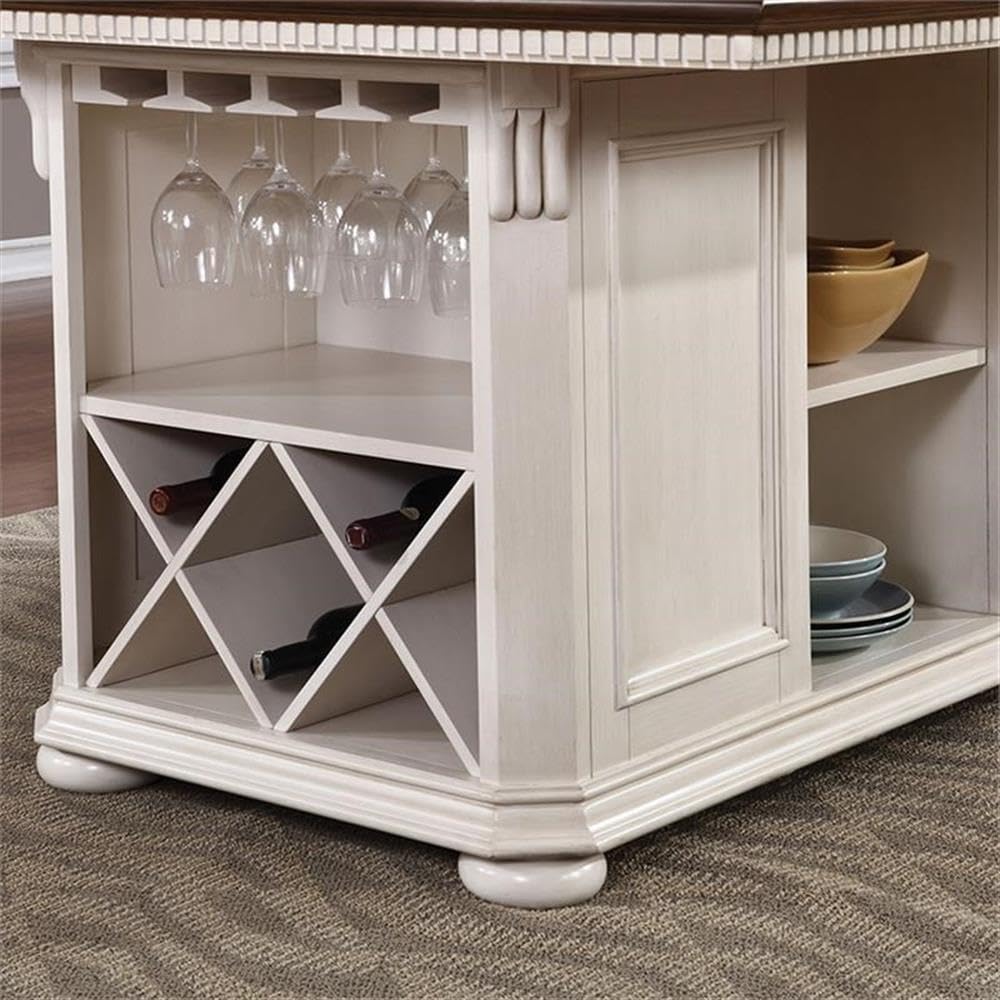 Furniture of America Hendrix 7-Piece Wood Counter Height Dining Table Set in Cherry & White - Perfect for Kitchen, Breakfast Nook, Small Space Dining & Apartment Decor