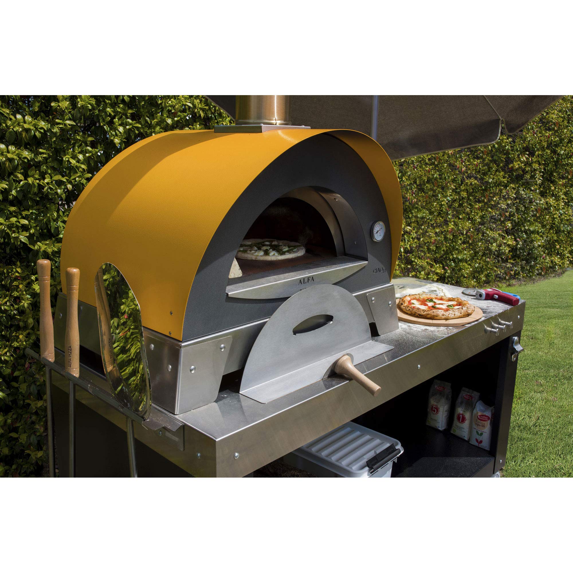 Alfa Pizza Oven CIAO Yellow - Outdoor Wood Fired Pizza Maker for Backyard, Garden & Camping | Authentic Italian Pizza Baking