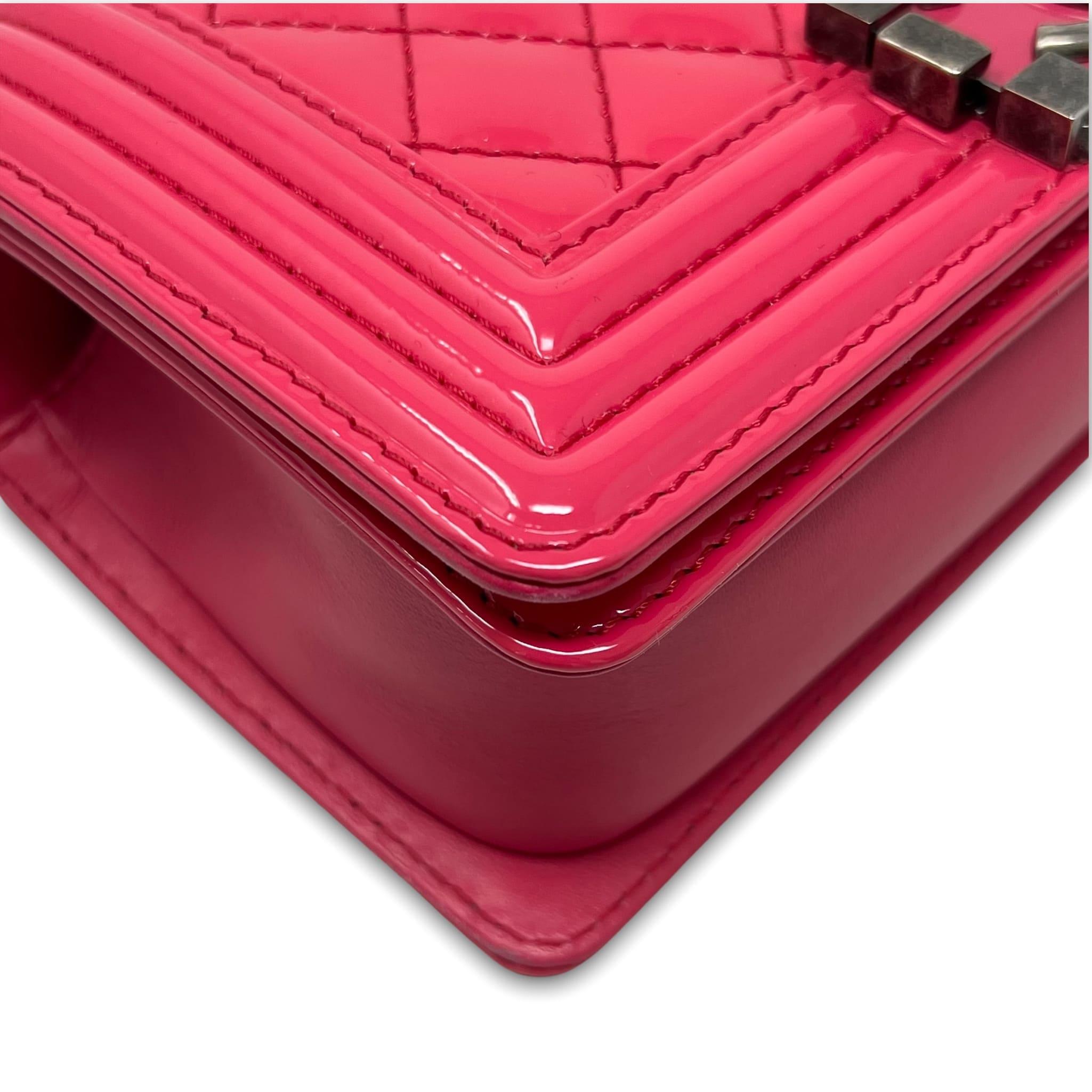 Chanel Pink Patent Leather Small Boy Bag - Luxury Crossbody Handbag for Women, Perfect for Parties, Dates & Special Occasions