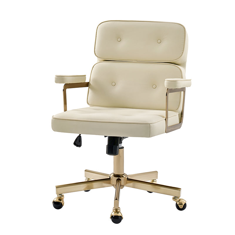 Denise Upholstered Swivel Office Chair - Ergonomic Executive Desk Chair with Adjustable Height & Lumbar Support - Perfect for Home Office, Gaming & Conference Rooms