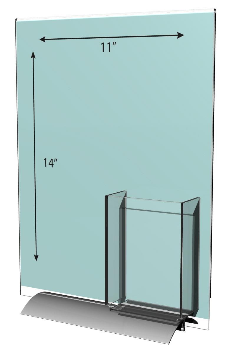Displays2go Set of 2 Acrylic & Aluminum Tabletop Brochure Holders with 11x14 Sign Pocket - Perfect for Retail Displays, Trade Shows & Office Reception Areas