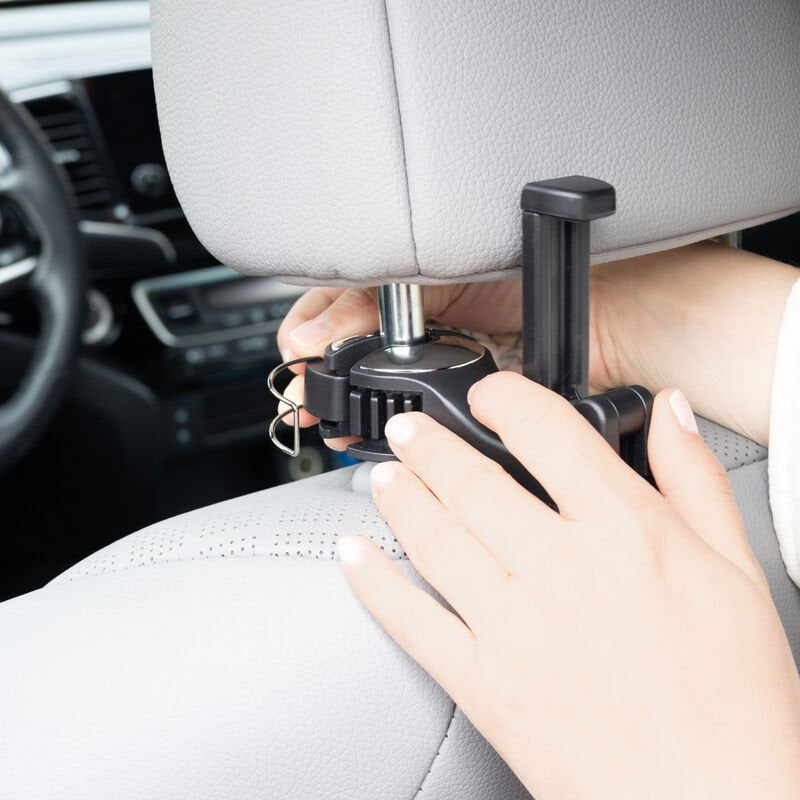 Travelon Car Headrest Hook & Phone Holder - Secure Phone Mount for Road Trips, Commuting & Travel Accessories