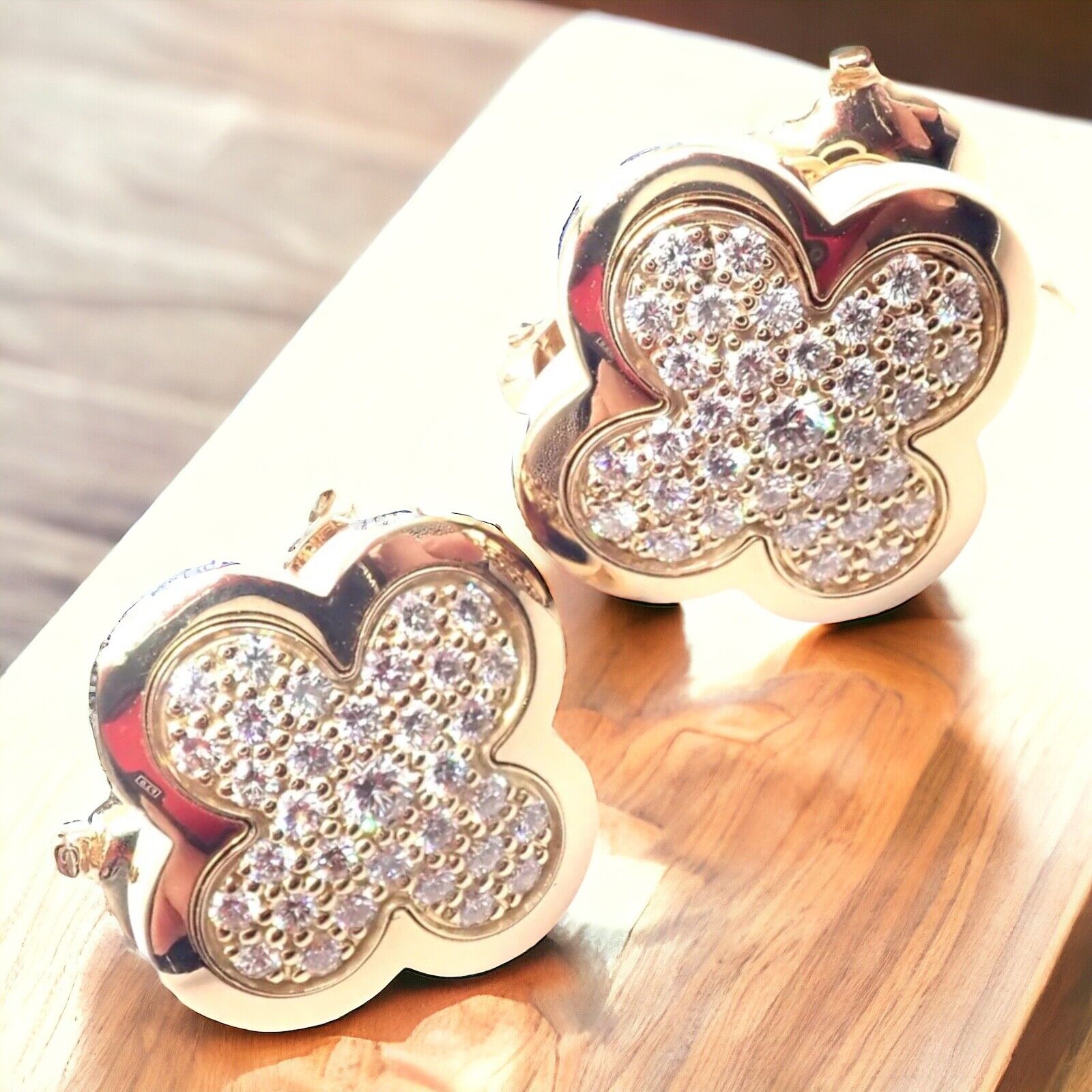 Authentic Van Cleef & Arpels 18k Yellow Gold Diamond Pure Alhambra Earrings - Luxury Jewelry for Women, Perfect for Weddings, Parties & Special Occasions