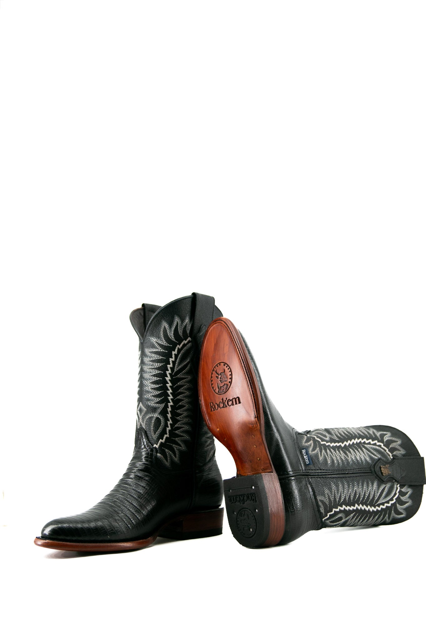 Western Cowboy Boots for Men & Women - Genuine Leather Lizard Round Toe Rodeo Boots - Perfect for Country Dancing, Rodeo Events & Western Fashion