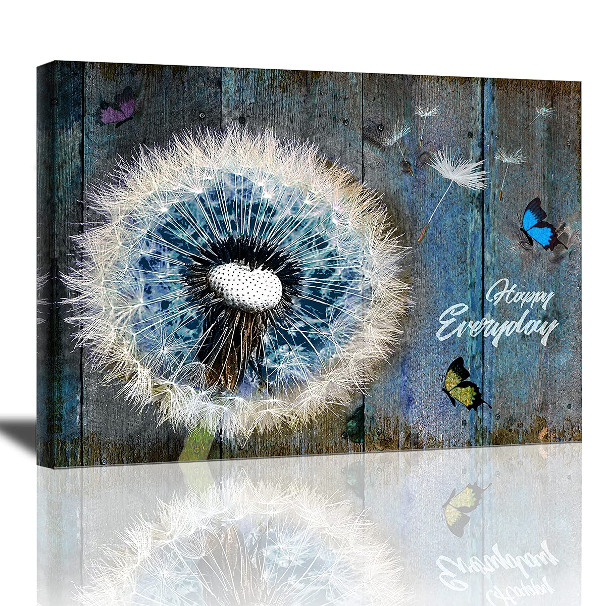 Dandelion Wall Art Framed Flower Painting Inspirational Home Decor for Bedroom, Bathroom, Living Room & Office - Ready to Hang for Modern Spaces