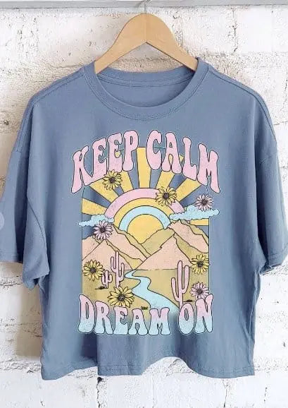 Keep Calm Dream On Graphic Print Women's T-Shirt - Casual Comfort Fit Cotton Tee for Everyday Wear & Lounge