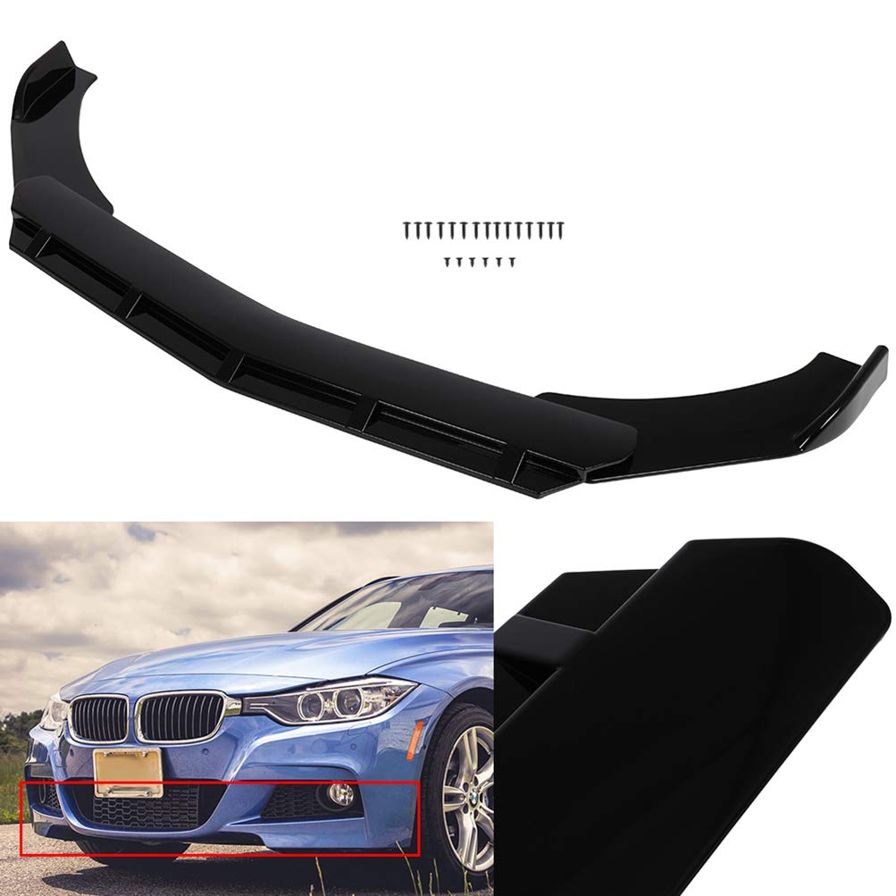 SCITOO Universal Front Lip Spoiler - Glossy Black PP Front Bumper Lip for Cars | Enhances Aerodynamics & Sporty Look | Perfect for Street Racing & Car Shows