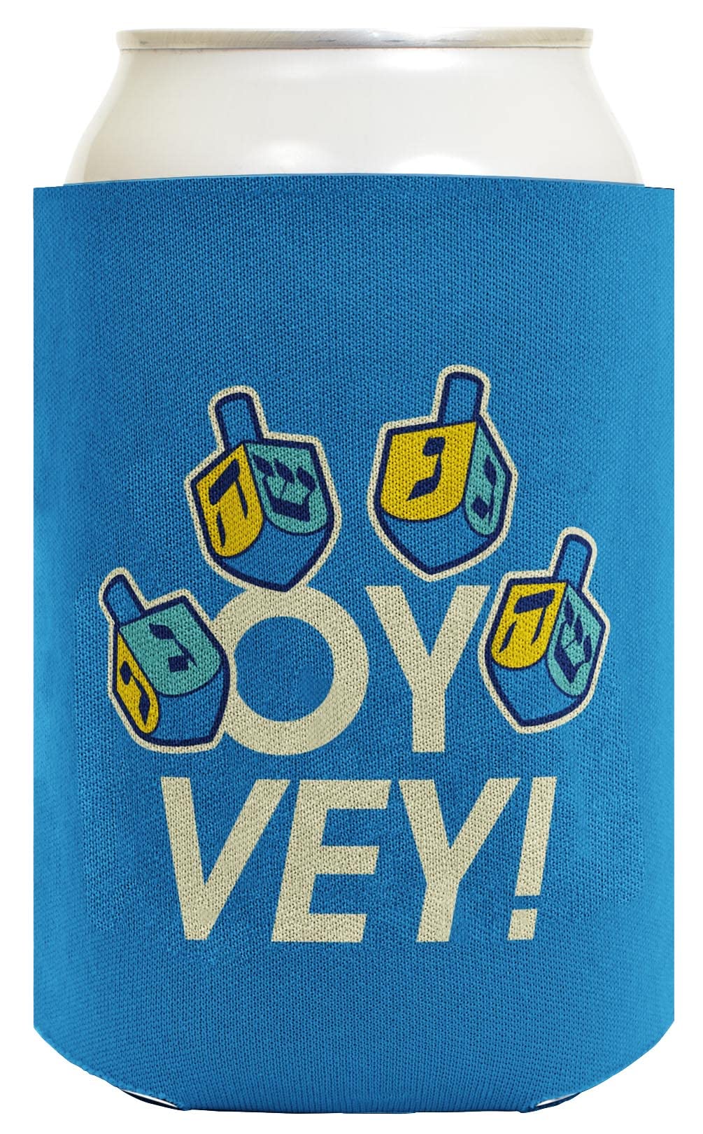 Hanukkah Decorations - 48-Pack Blue Dreidel Drink Can Coolers for Beer & Soda | Oy Vey Hanukkah Party Supplies for Holiday Celebrations & Festive Gatherings