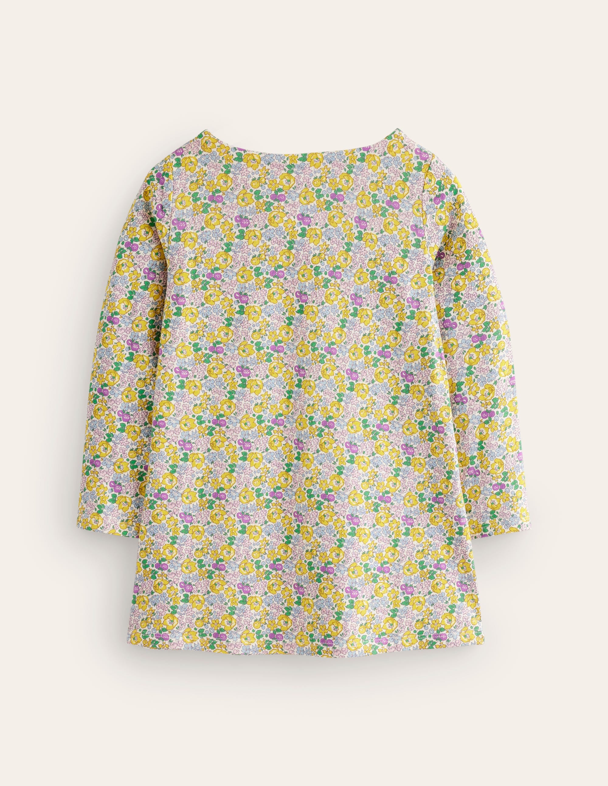 Floral Appliqué Jersey Tunic Top - Spring Bloom Easter Egg Design Women's Blouse for Church, Brunch & Holiday Gatherings