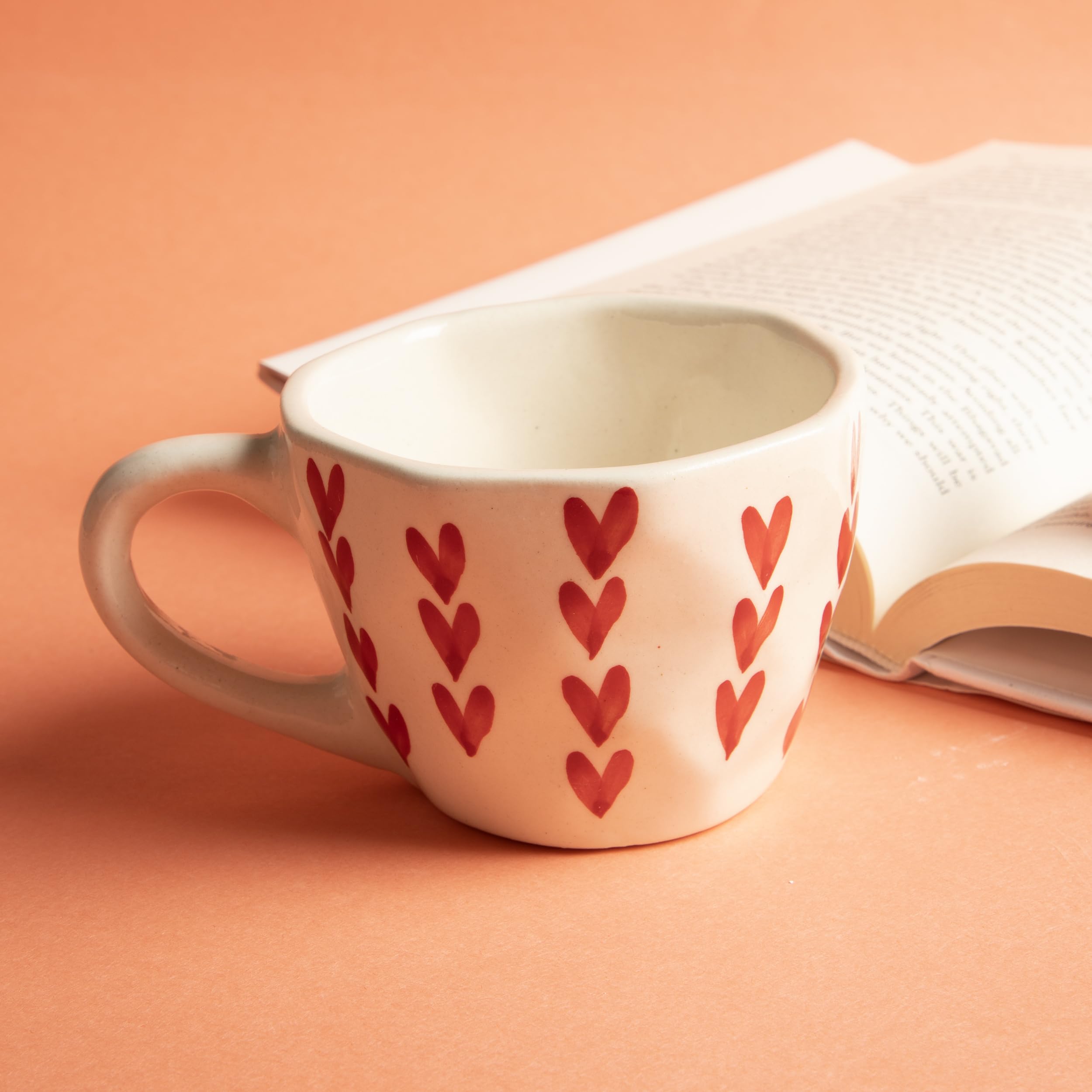 Valentine's Day Heart Shaped Coffee Mug - White Ceramic Tea Cup with Cute Sweetheart Design | Microwave & Dishwasher Safe | Perfect for Couples Gift, Romantic Breakfast in Bed, Anniversary Present