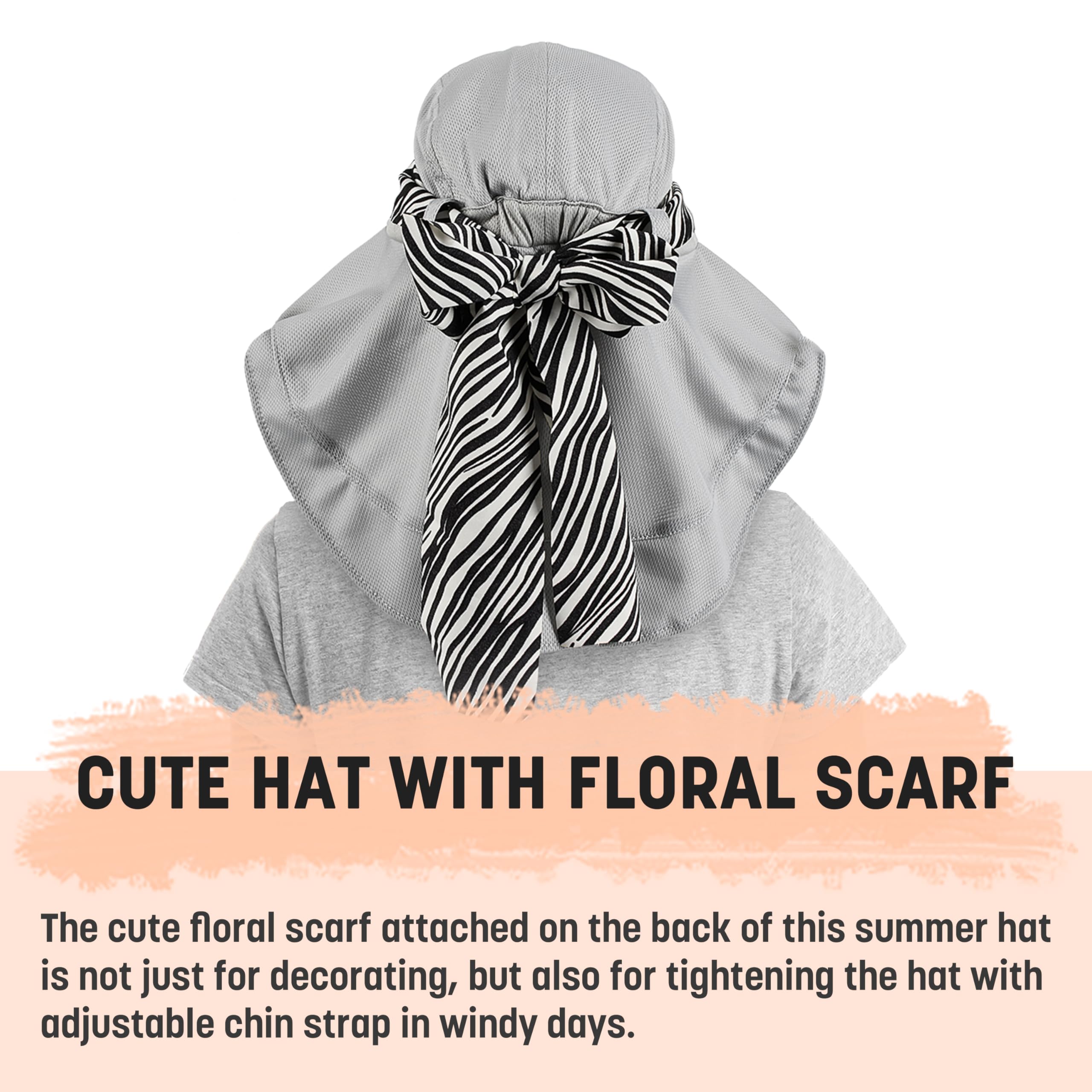 Solaris UPF 50+ Wide Brim Sun Hat for Women - Packable Lightweight Summer Hat with Neck Flap & Floral Scarf | UV Protection for Beach, Gardening, Travel, Hiking & Outdoor Activities | Perfect for Sun Protection, Vacation Essentials & Summer Fashion