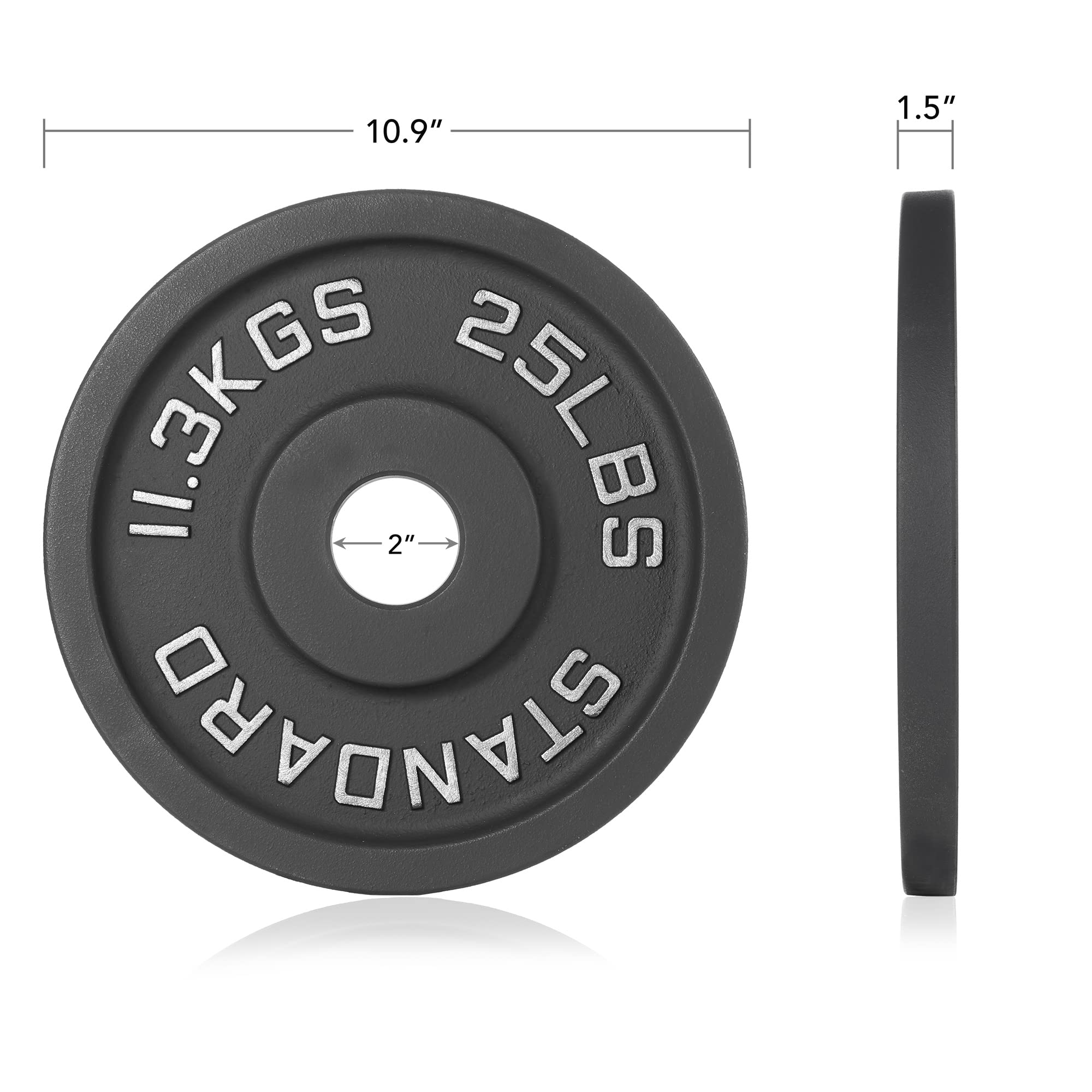 Olympic 2-inch Cast Iron Weight Plates - Set of 2 for Strength Training & Home Gym Workouts | Perfect for Weightlifting, CrossFit & Powerlifting Exercises