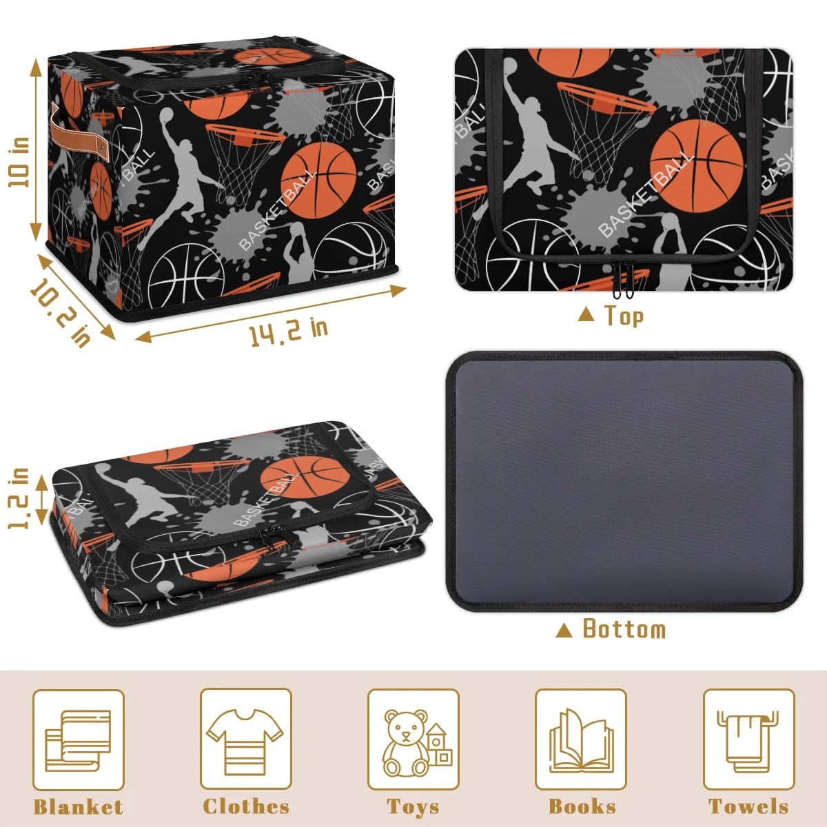 Durable Slam Dunk Storage Bins with Zipper Lids & Sturdy Handles - 2 Pack Organizer for Clothes, Toys & Home Organization | Perfect for Bedroom, Closet & Kids Room Storage