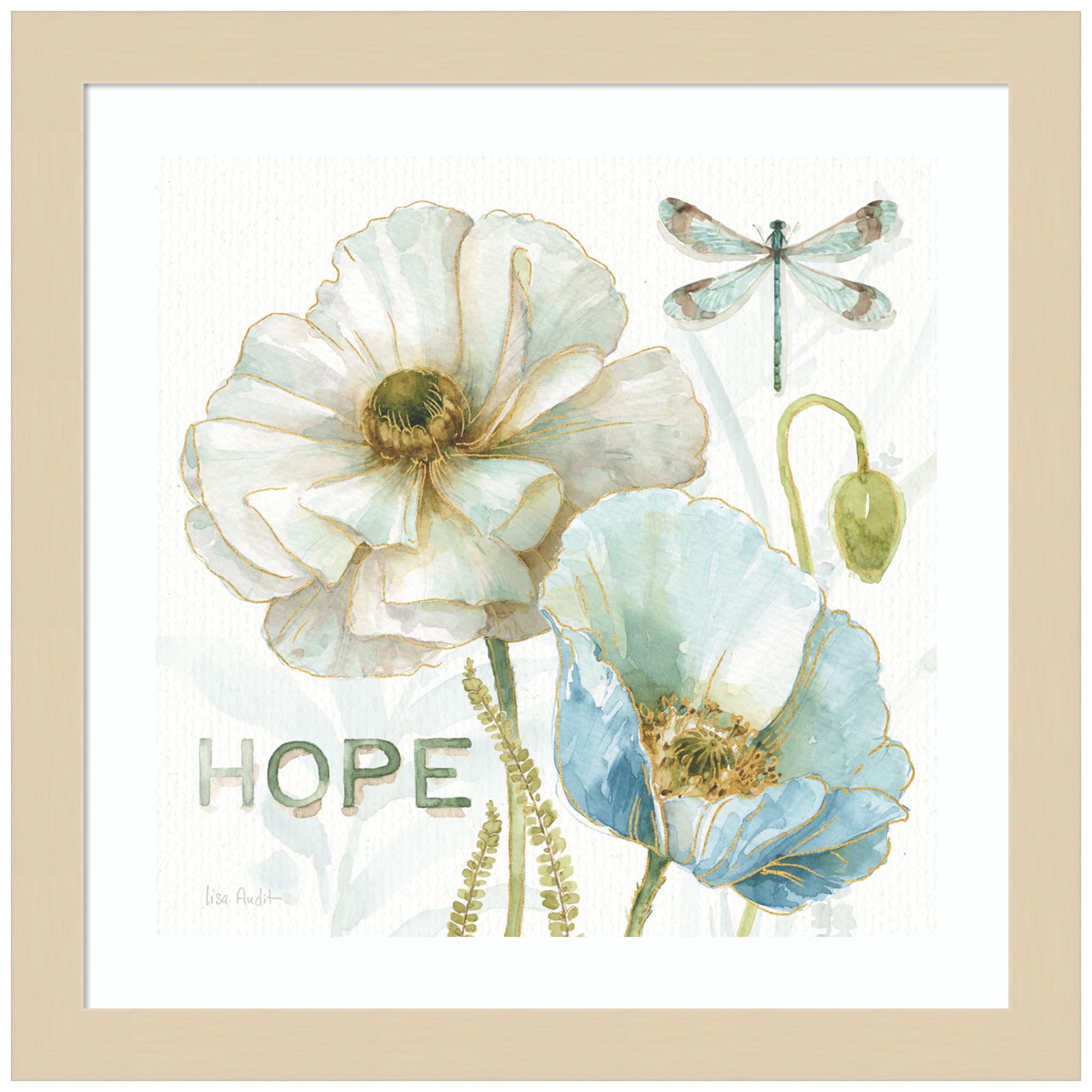 Lisa Audit My Greenhouse Flowers Hope Framed Wall Art Print - 13x13 Inches, Wood Frame, Home & Office Decor - Perfect for Living Room, Bedroom, or Gift