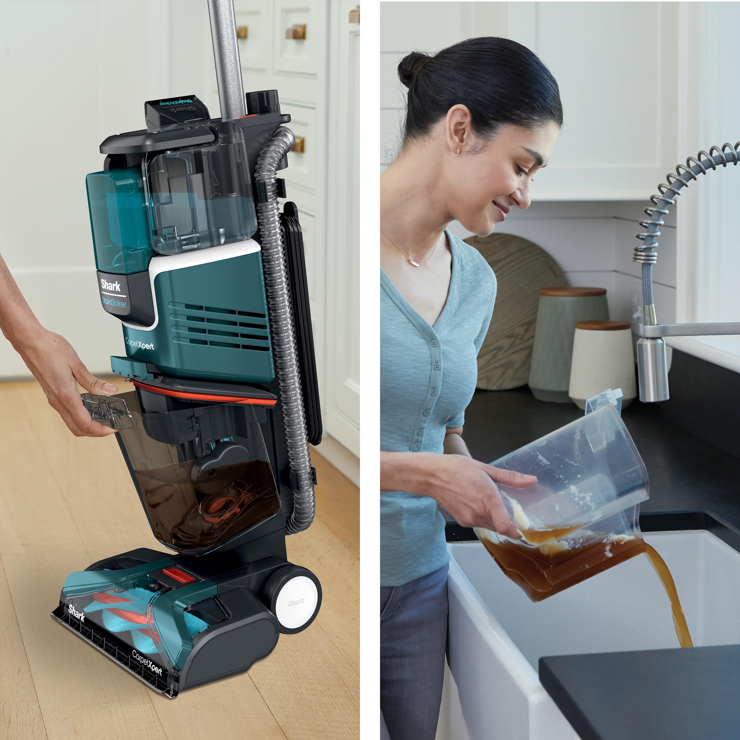 Shark R-EX205 CarpetXpert Carpet Cleaner with StainStriker Technology | Built-in Spot & Stain Remover for Carpets, Rugs & Upholstery | Teal | EX200 Series (Renewed) | Perfect for Pet Stains, Spills & Deep Cleaning