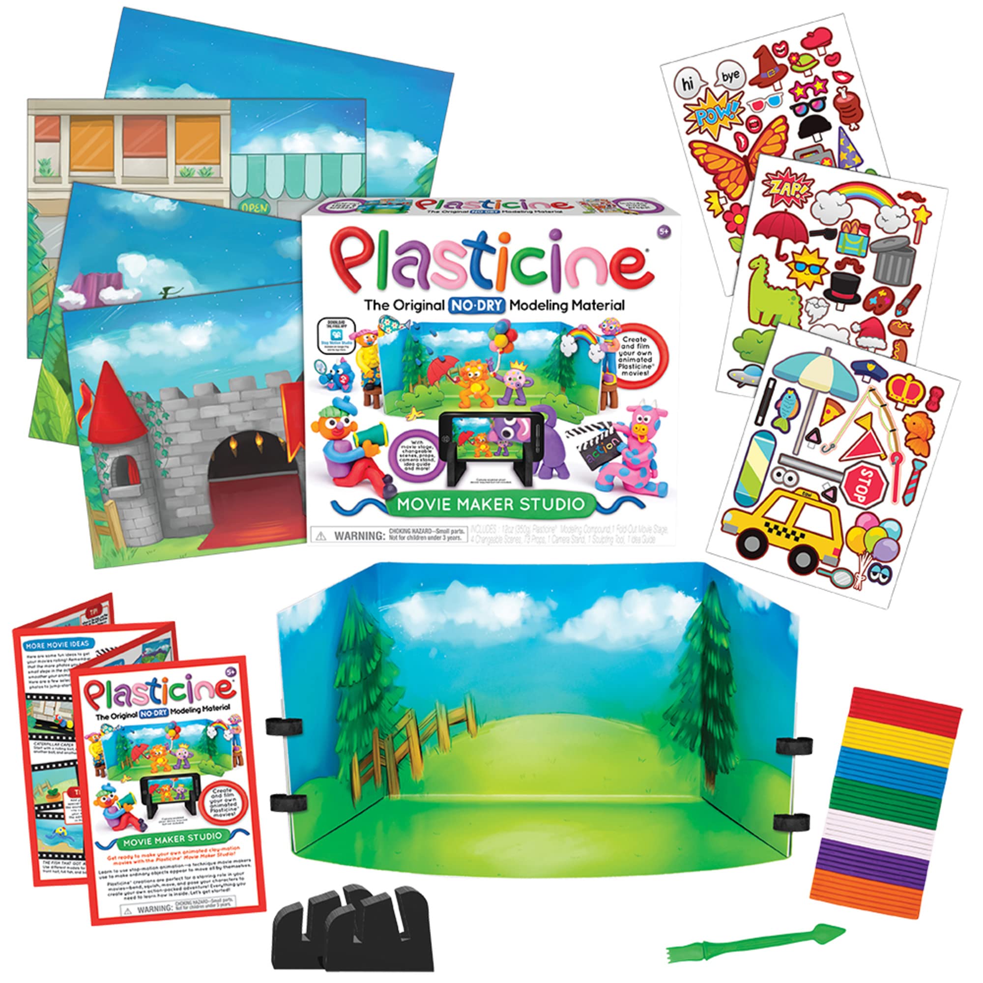 Plasticine Movie Maker Studio — Non-Drying Modeling Clay for Kids — Creative Art Kit for Stop Motion Animation — Ages 5+ — Perfect for School Projects & DIY Filmmaking