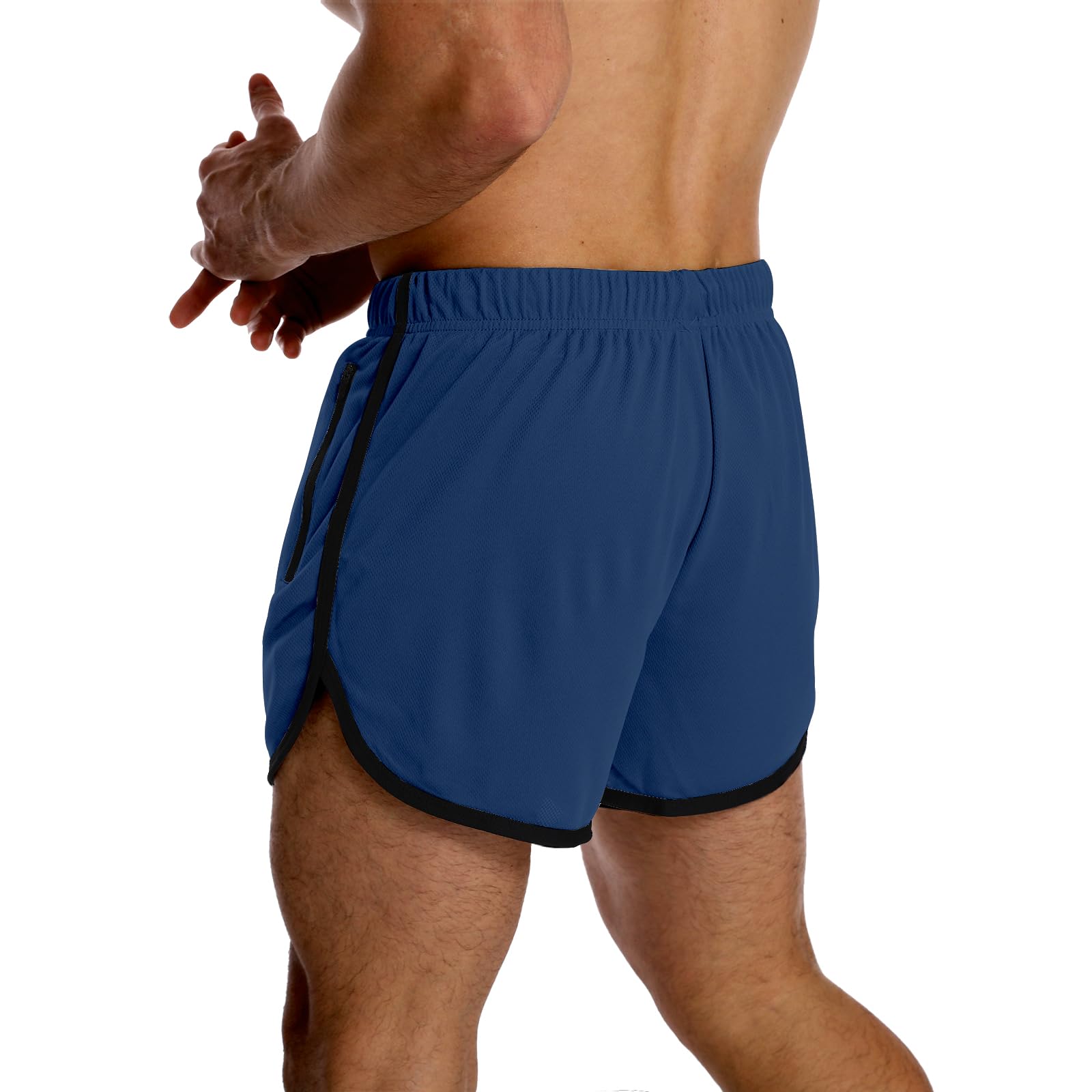 OEBLD Men's 3 Inch Running Shorts - Lightweight Breathable Quick-Dry Workout Shorts with Zipper Pockets for Jogging, Gym & Outdoor Sports