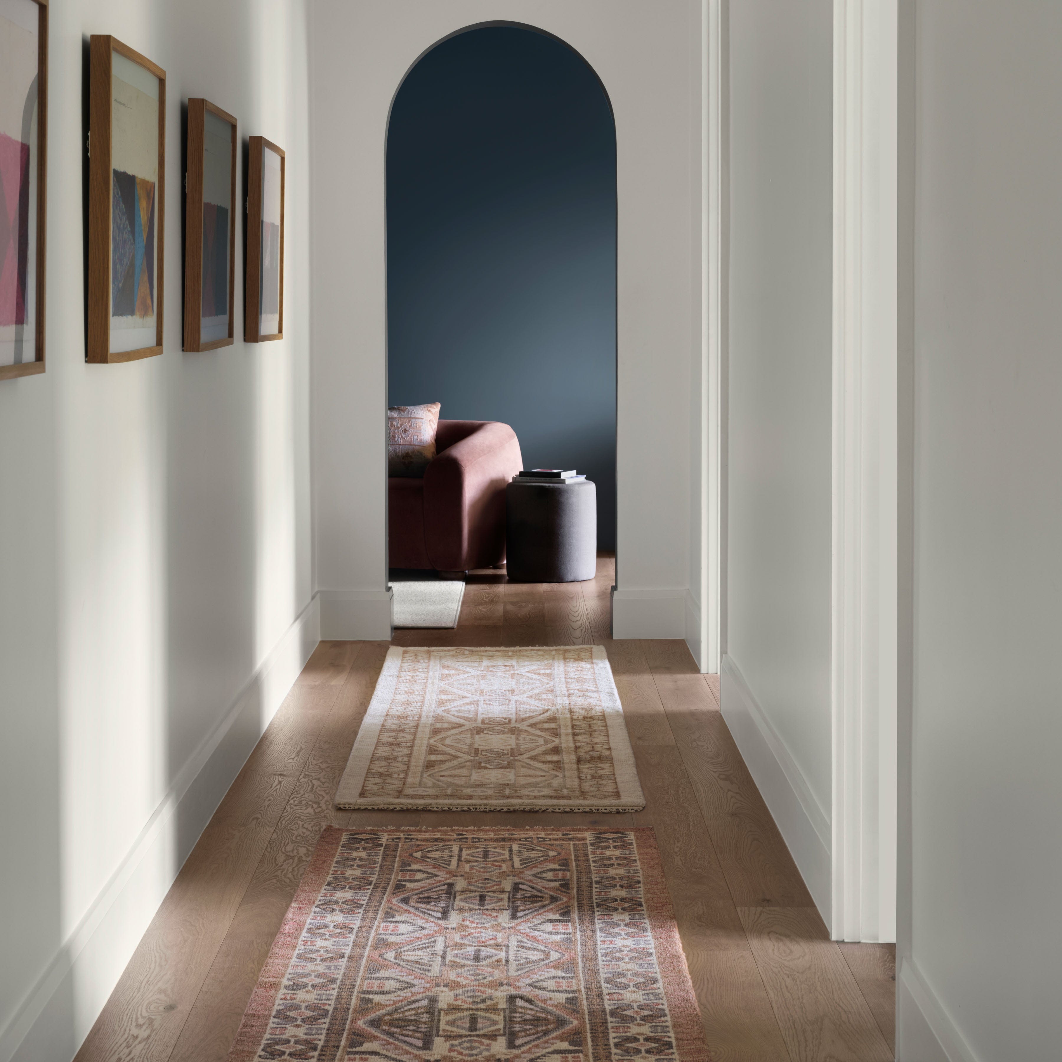 Danvi Hand Knotted Runner Rug - Premium Wool Vintage Design for Hallway, Bedroom & Dining Room Decor