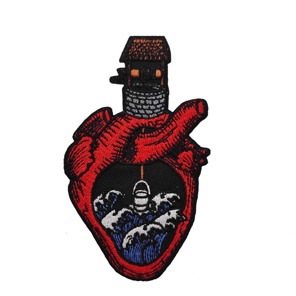 Boho Heart Embroidered Iron On Patch for DIY Clothing, Jackets, Bags & Accessories - Vintage Style Fabric Applique for Crafting & Upcycling Projects