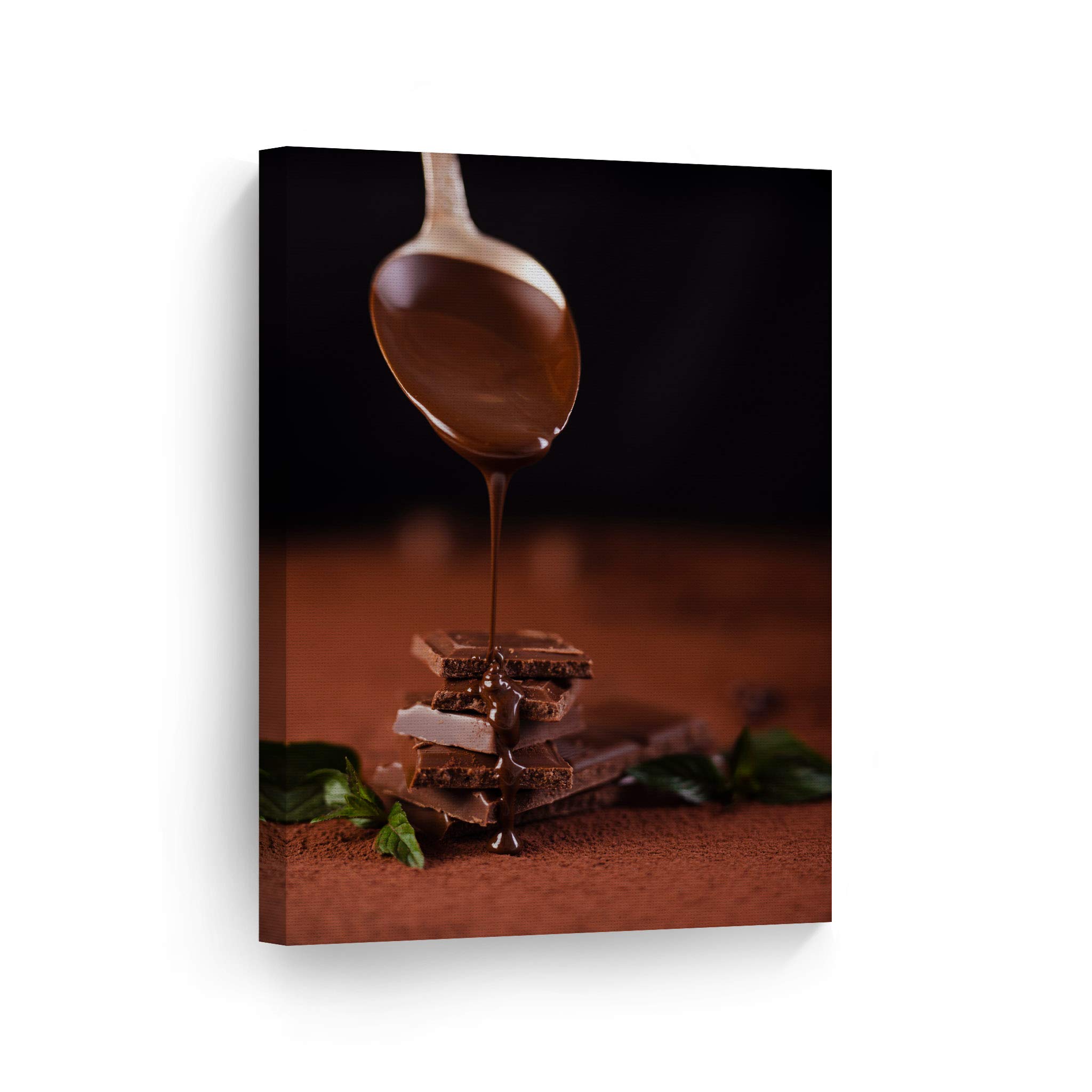 Chocolate Flowing From Spoon Canvas Wall Art Print - Modern Kitchen & Dining Room Decor for Restaurant, Cafe, Coffee Shop - Farmhouse Style Housewarming Gift (36x24 Inches, Ready to Hang) - Perfect for Home, Office & Commercial Spaces