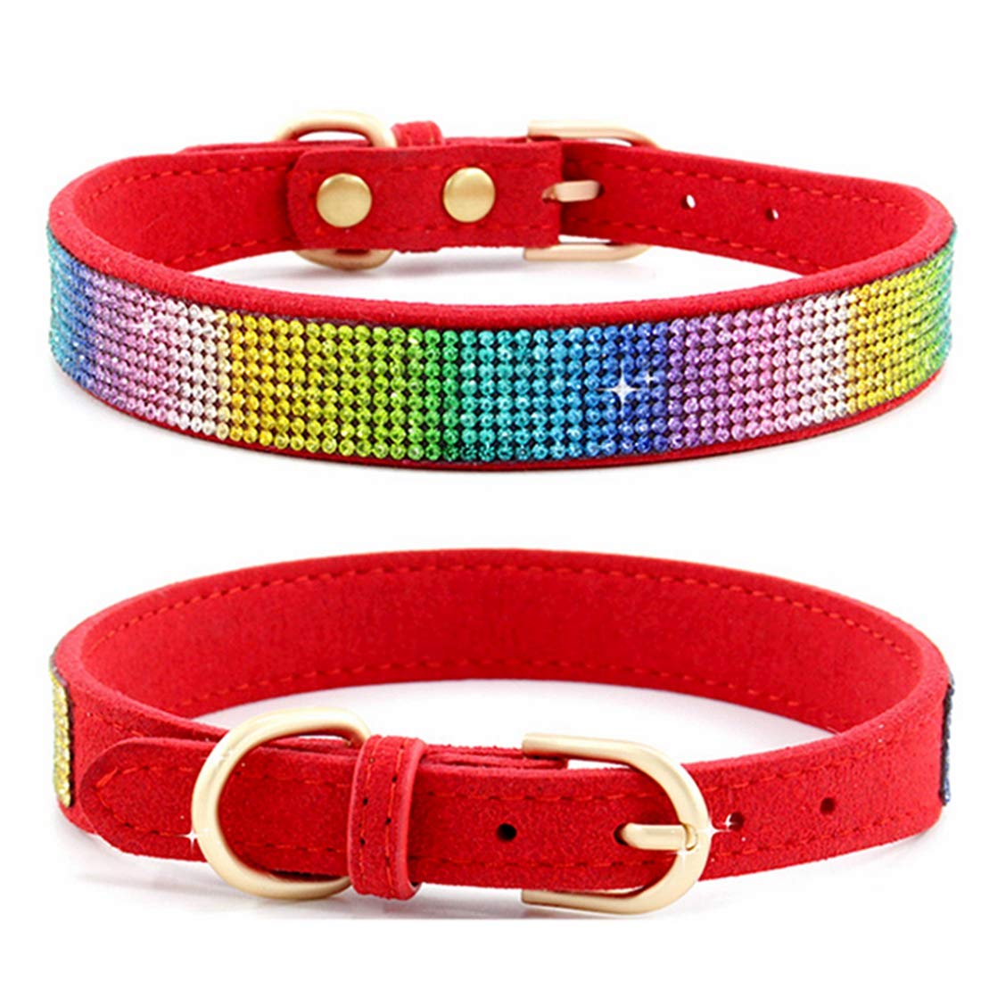Sparkling Rhinestone Dog Collar - Soft Suede Leather Pet Collar with Crystal Diamonds for Small Dogs & Cats | Perfect for Parties, Weddings & Special Occasions