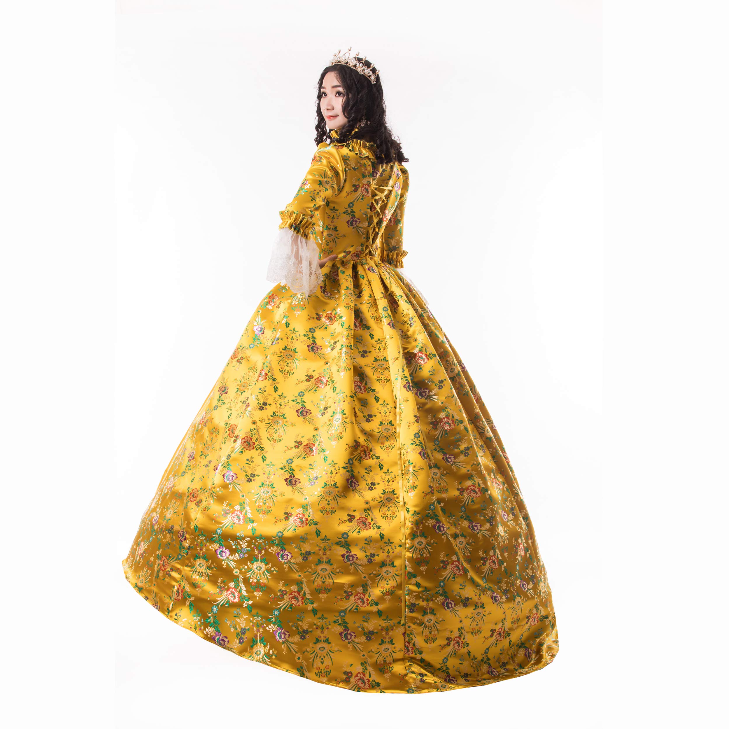 Elegant Victorian Ball Gown for Women - Long Sleeve Rococo Masquerade Party Dress with Lace Details | Perfect for Costume Parties, Renaissance Fairs & Historical Reenactments