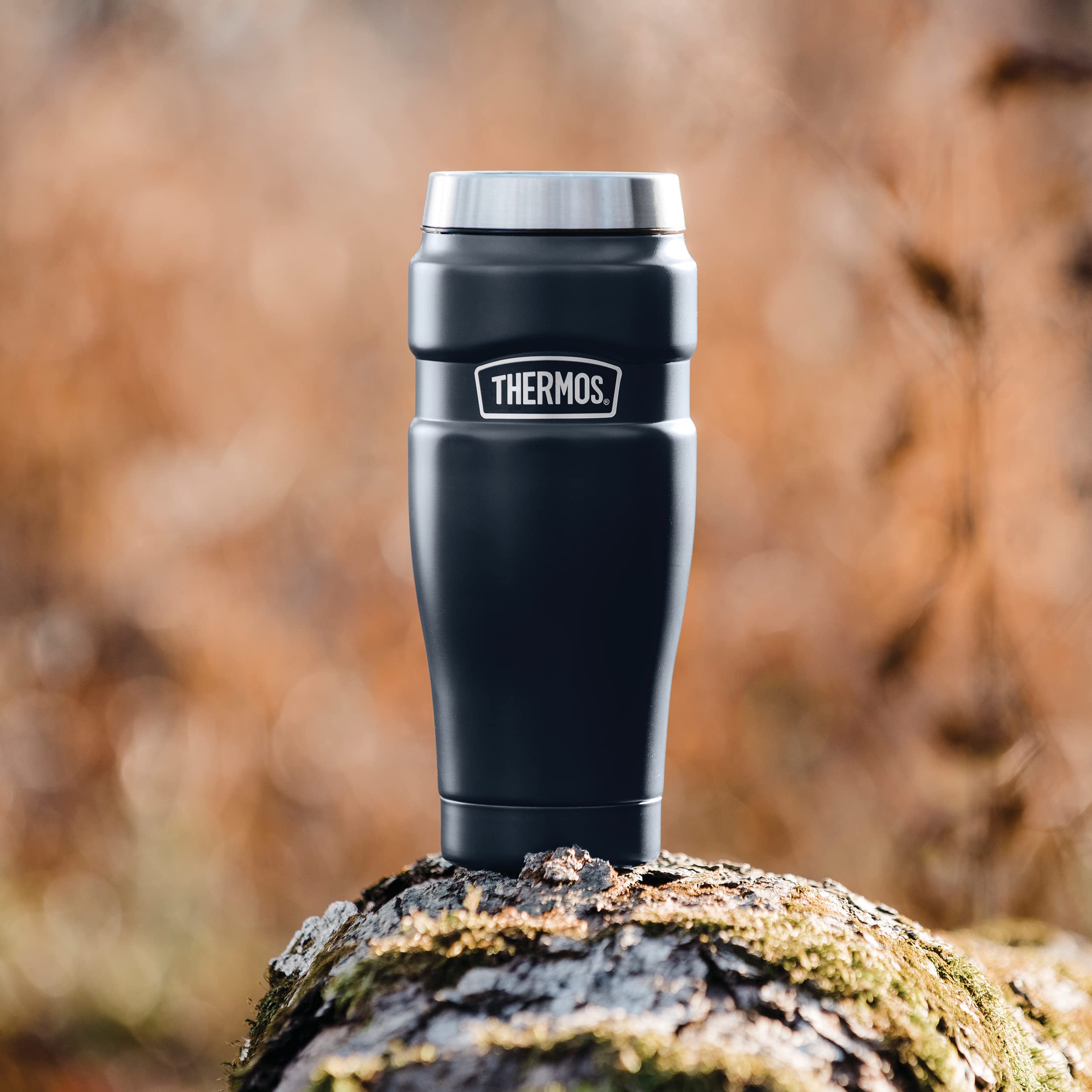 THERMOS Stainless King Vacuum-Insulated Travel Tumbler 16oz - Leakproof Coffee Mug with Handle, Double Wall Insulation Keeps Drinks Hot/Cold for Hours - Perfect for Office, Commuting & Outdoor Adventures (Midnight Blue)