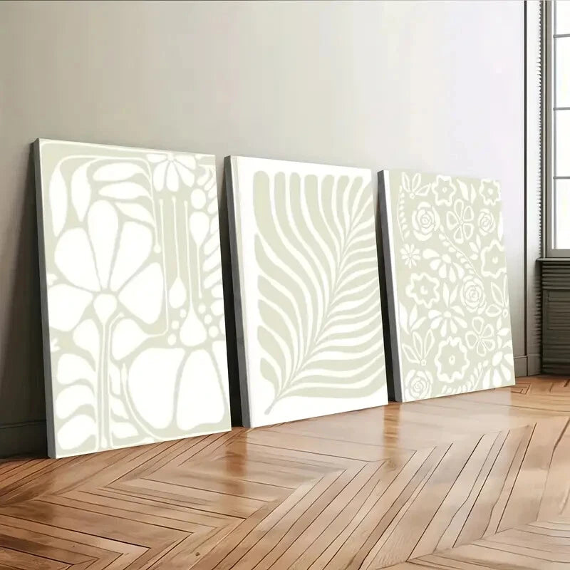 3-Piece Abstract Botanical Floral & Leaves Green Wall Art Set - Framed Canvas 40x60cm | High Quality Print | 100% Australian Made | Ready to Hang | Perfect for Living Room, Bedroom & Office Decor