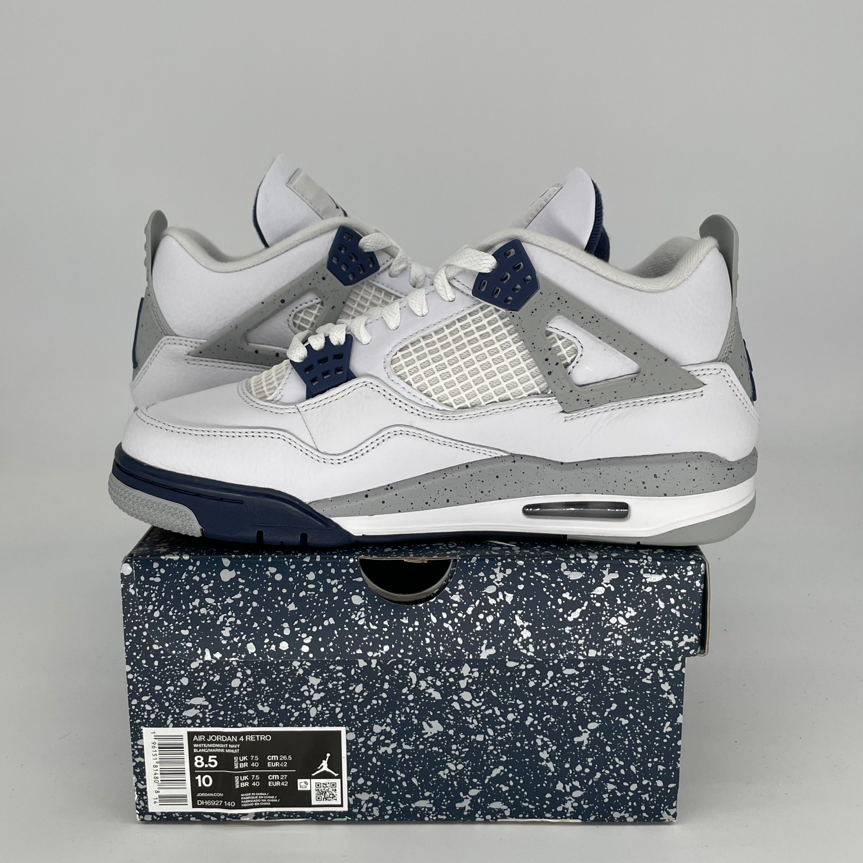 AIR JORDAN 4 Retro Midnight Navy Men's/Women's Sneakers - Size 8.5 (Men) / 10W (Women) - Style Code DH6927-140 | Basketball Shoes for Court Performance & Streetwear Fashion
