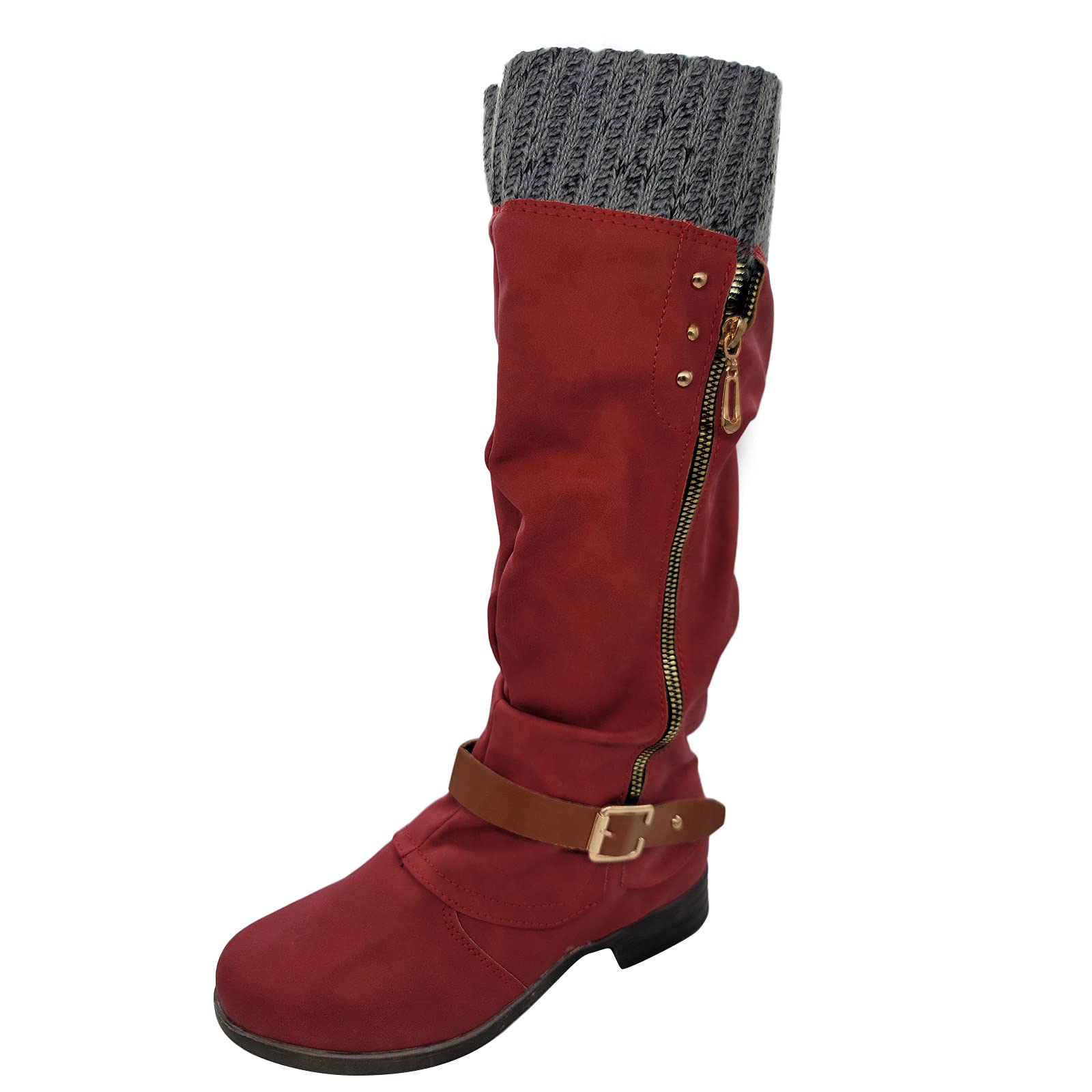 Women's Cowboy Boots Wide Calf with Zipper - Fashionable Knee High Heeled Boots for Casual Wear | Perfect for Western Outfits, Country Music Festivals & Everyday Comfort