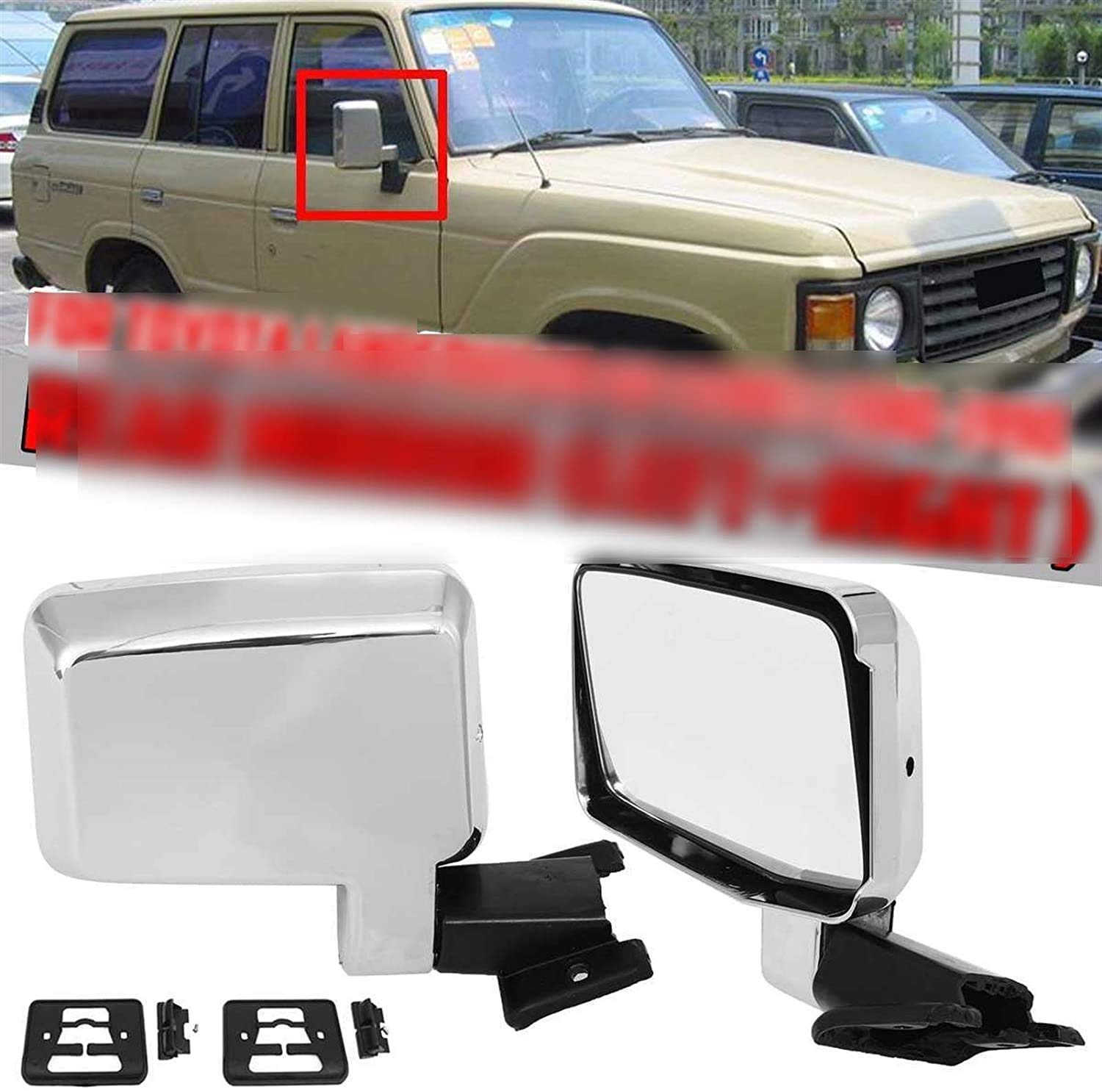 Toyota Land Cruiser 60 Series Rearview Mirror Cover Kit (1980-1990) - Left & Right Side Mirror Replacement - Durable OEM-Style W1-7772108-PR - Perfect for Off-Roading & Classic Car Restoration