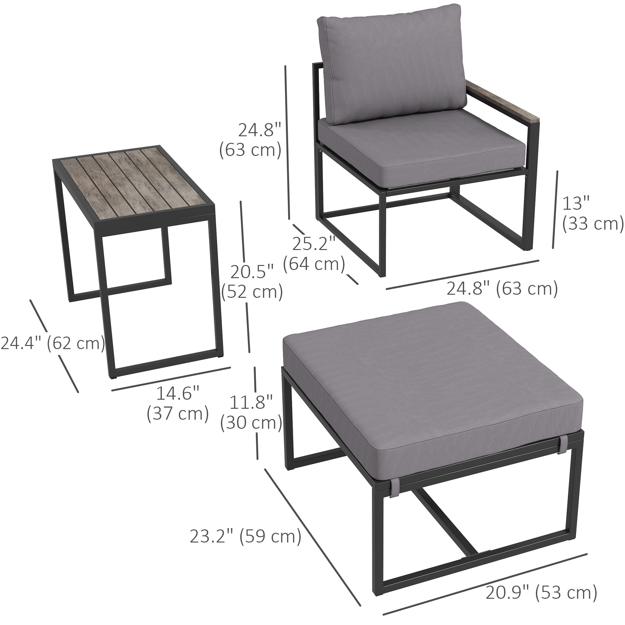 Outsunny 5-Piece Outdoor Patio Furniture Set with Cushions & Ottomans - Grey Garden Sofa Set for Backyard, Poolside, Balcony & Patio - Perfect for Relaxing, Lounging & Outdoor Entertaining