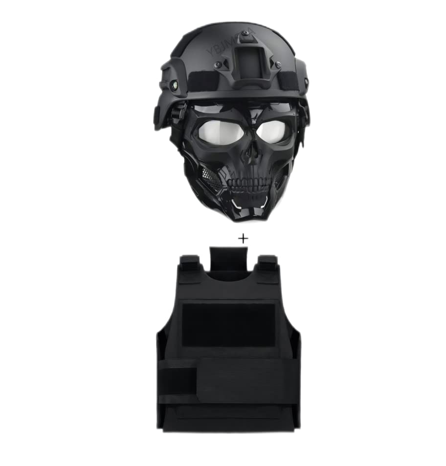 Tactical MICH 2023 Fast Helmet with Adjustable Skull Mask & Lightweight Outdoor Training Vest - Airsoft, Paintball, CS Game Protective Gear for Military Simulation & Role-Playing Scenarios
