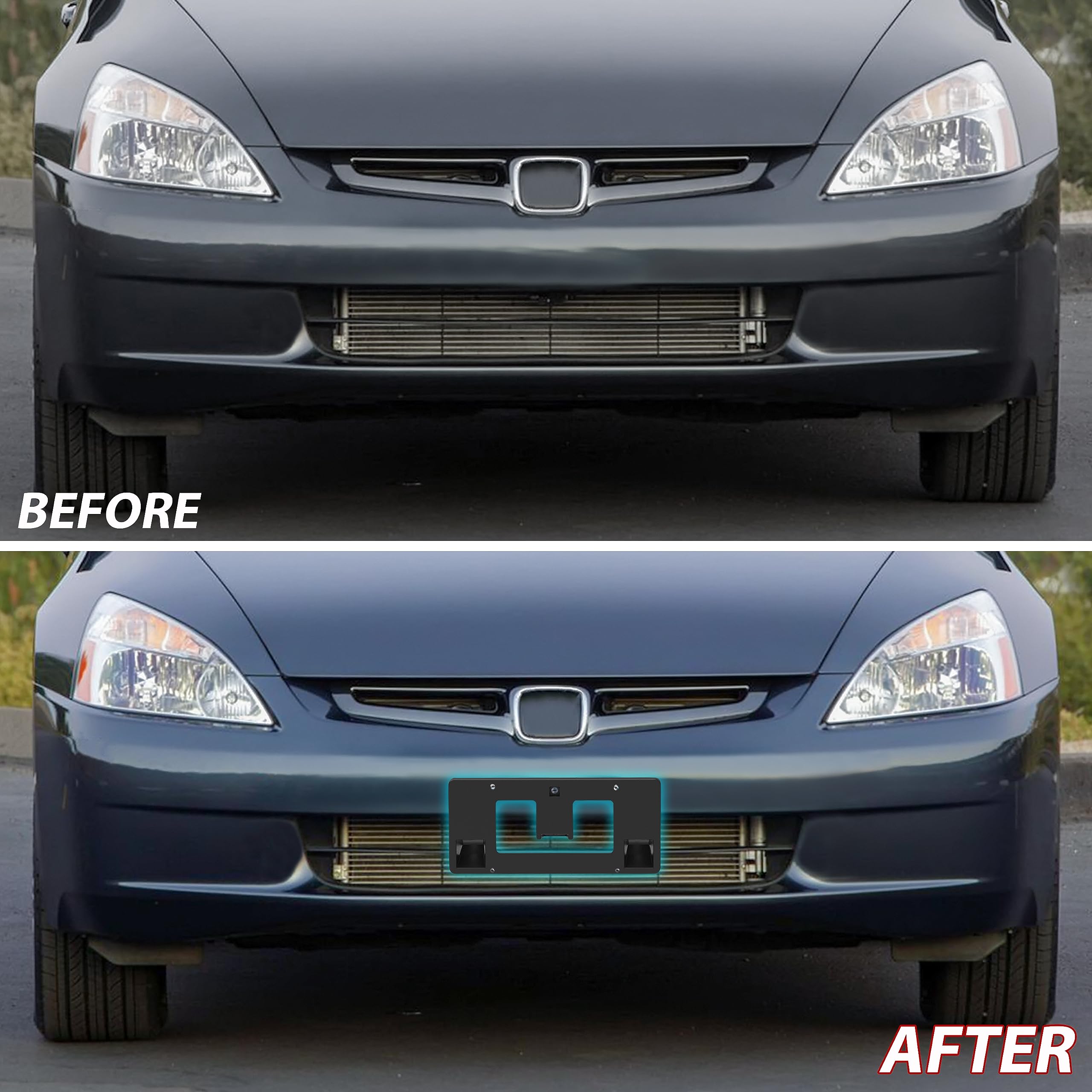 KEWISAUTO Black Front License Plate Frame Bracket Holder Cover for 2006-2007 Honda Accord 4dr - Replacement for OEM #71145-SDA-A10 (1PC) - Perfect for Car Accessories & Front Bumper Protection