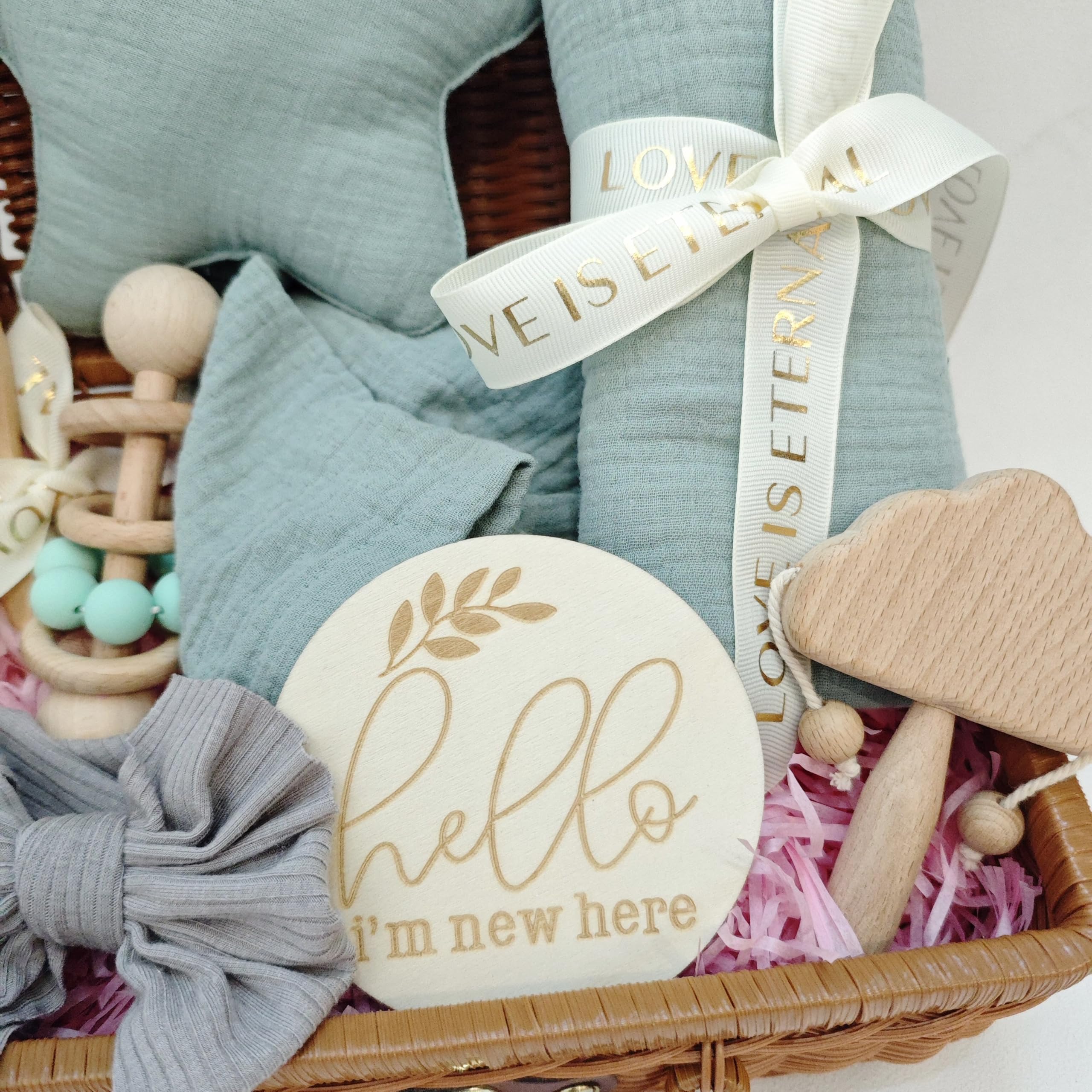 8-in-1 Premium Baby Gift Set for Newborns - Soft Star Security Blanket, Cotton Swaddle, Baby Rattle & Wooden Milestone Cards (Blue) - Perfect Baby Shower Gift for Boys & Girls, Newborn Essentials & First Birthday Present