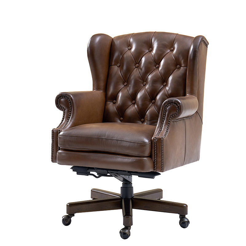 Premium Ashtin Genuine Leather Office Chair - Ergonomic Executive Desk Chair with Adjustable Height & Lumbar Support - Perfect for Home Office, Conference Rooms & Workspaces