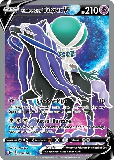 Shadow Rider Calyrex V - 171/198 - Full Art Ultra Rare Pokemon Card - Sword & Shield Chilling Reign Expansion - Collectible Trading Card Game for Battles & Display