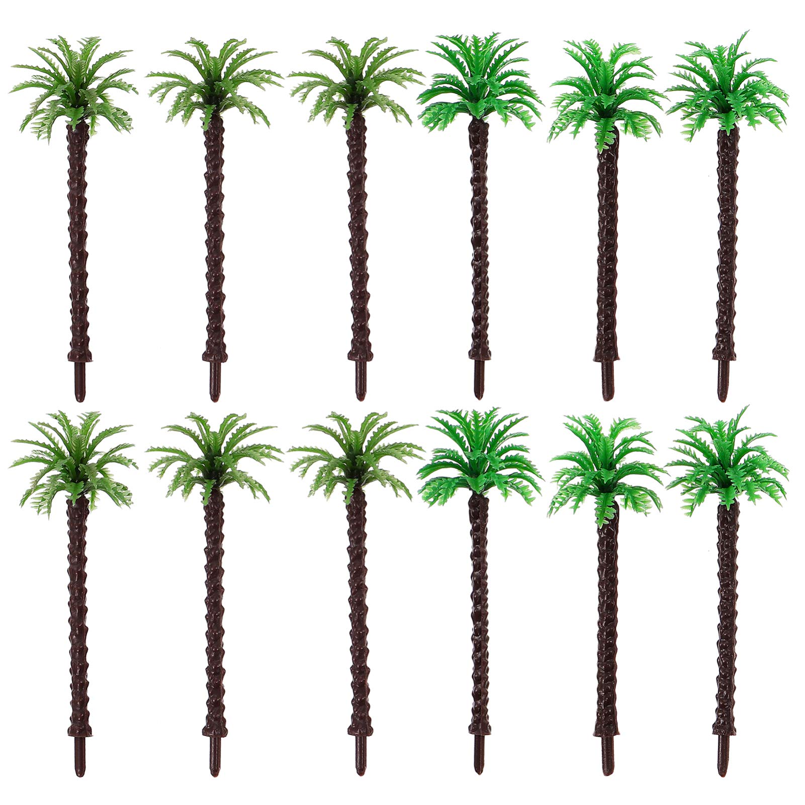 Amosfun 12pcs Mini Plastic Coconut Palm Tree Plant Pots - Bonsai Artificial Plants for Home Decor, Aquarium Micro Landscape, DIY Crafts & Party Decorations
