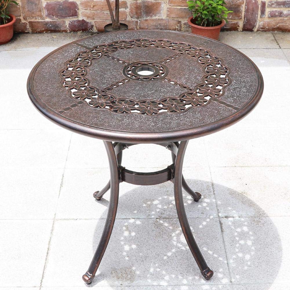 Cast Aluminum Round Table and Chair Set - Outdoor Garden Patio Furniture with Weatherproof Design (F-65cm62cm) for Backyard, Poolside & Terrace Dining