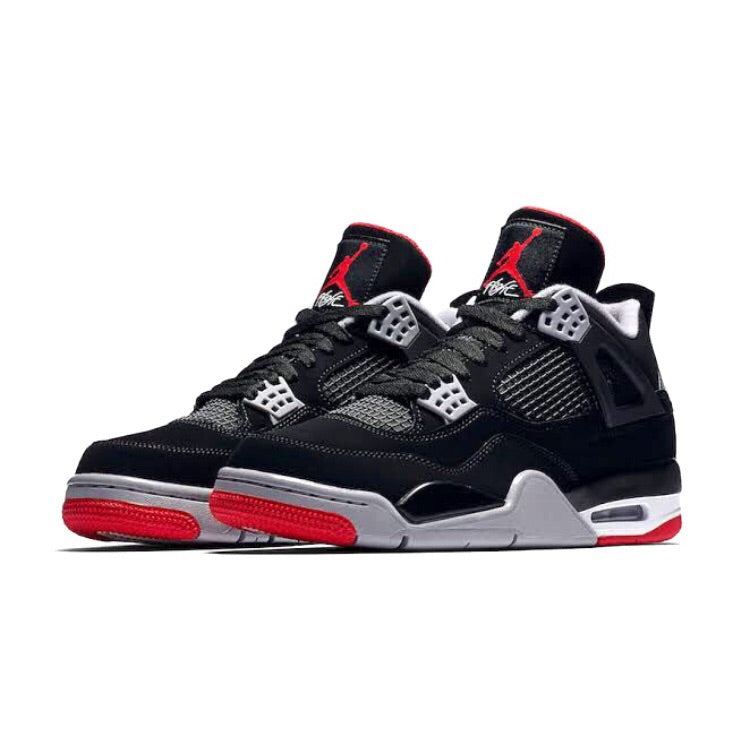 Air Jordan 4 Retro Bred (2019) Men's Basketball Shoes - Black/Fire Red/Tech Grey - High-Top Sneakers for Streetwear & Casual Outfits