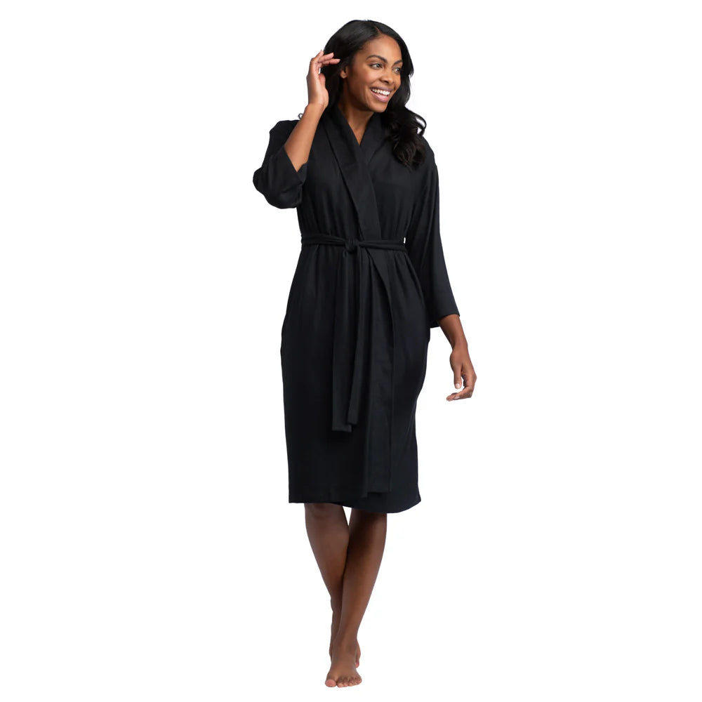 Black Dream Shawl Collar Robe for Women - Soft & Luxurious Bathrobe - Perfect for Spa, Lounging & Relaxation at Home