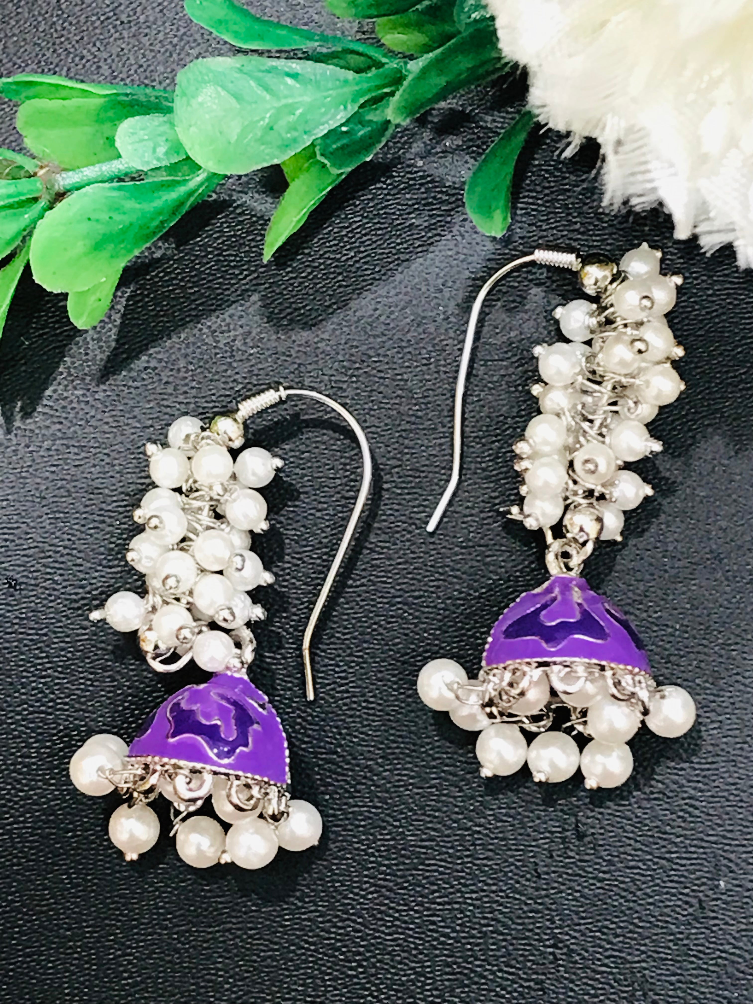 Elegant Purple Oxidized Beaded Dangle Earrings for Women | Boho Chic Jewelry for Parties, Weddings & Everyday Wear