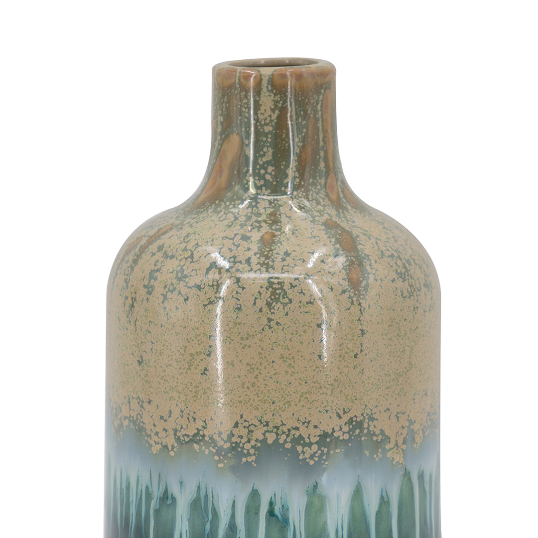 Blue and Green Ceramic Vases Set of 3 - Handmade Home Decor for Living Room, Dining Table, Wedding Centerpiece & Gift