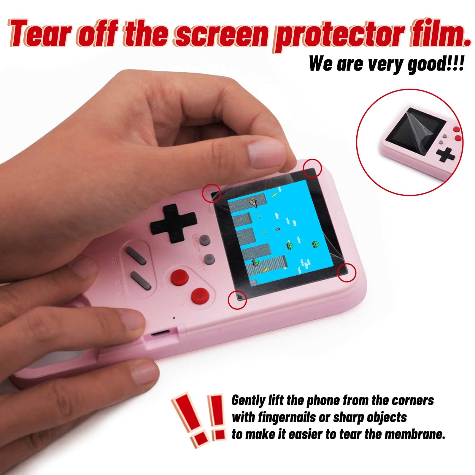 LucBuy Retro Game Console Case for iPhone 13 Pro Max - Self-Powered Protective Cover with 36 Classic Games, Full Color Display & Shockproof Bumper (Pink) | Perfect for Gaming Enthusiasts & Nostalgic Entertainment On-the-Go