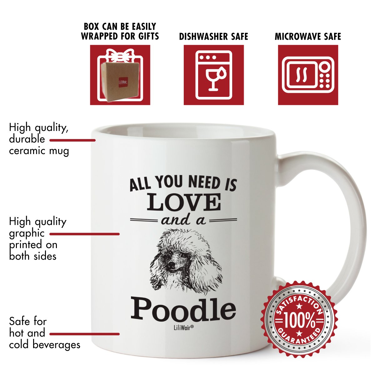 Funny Poodle Mom Coffee Mug - Gift for Dog Lovers, Christmas Present for Women & Men, Dad Decor, Birthday Gift Idea - Perfect for Home, Office & Dog Lover's Coffee Time