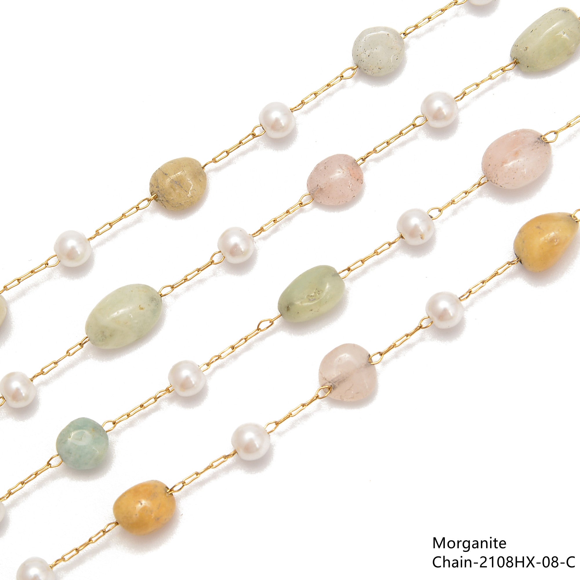 6-8mm Natural Pebble Nugget Beads Multi-Gemstone Chain Bracelet Making Supplies - 1 Meter per Bag for DIY Jewelry, Boho Crafts & Gift Wrapping